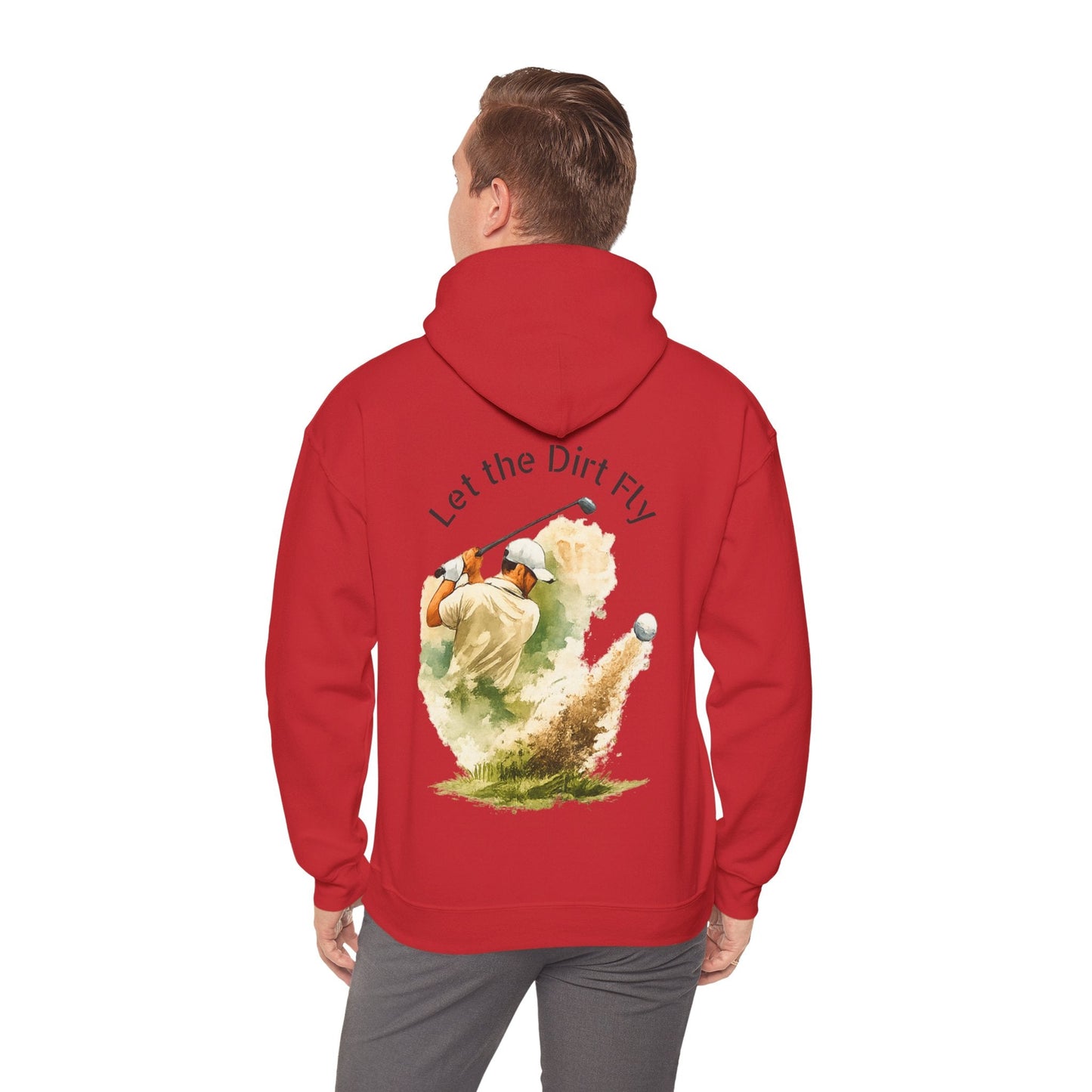Golf Hoodie - "Let the Dirt Fly" Golfer Swing Pullover - SJM Print Store