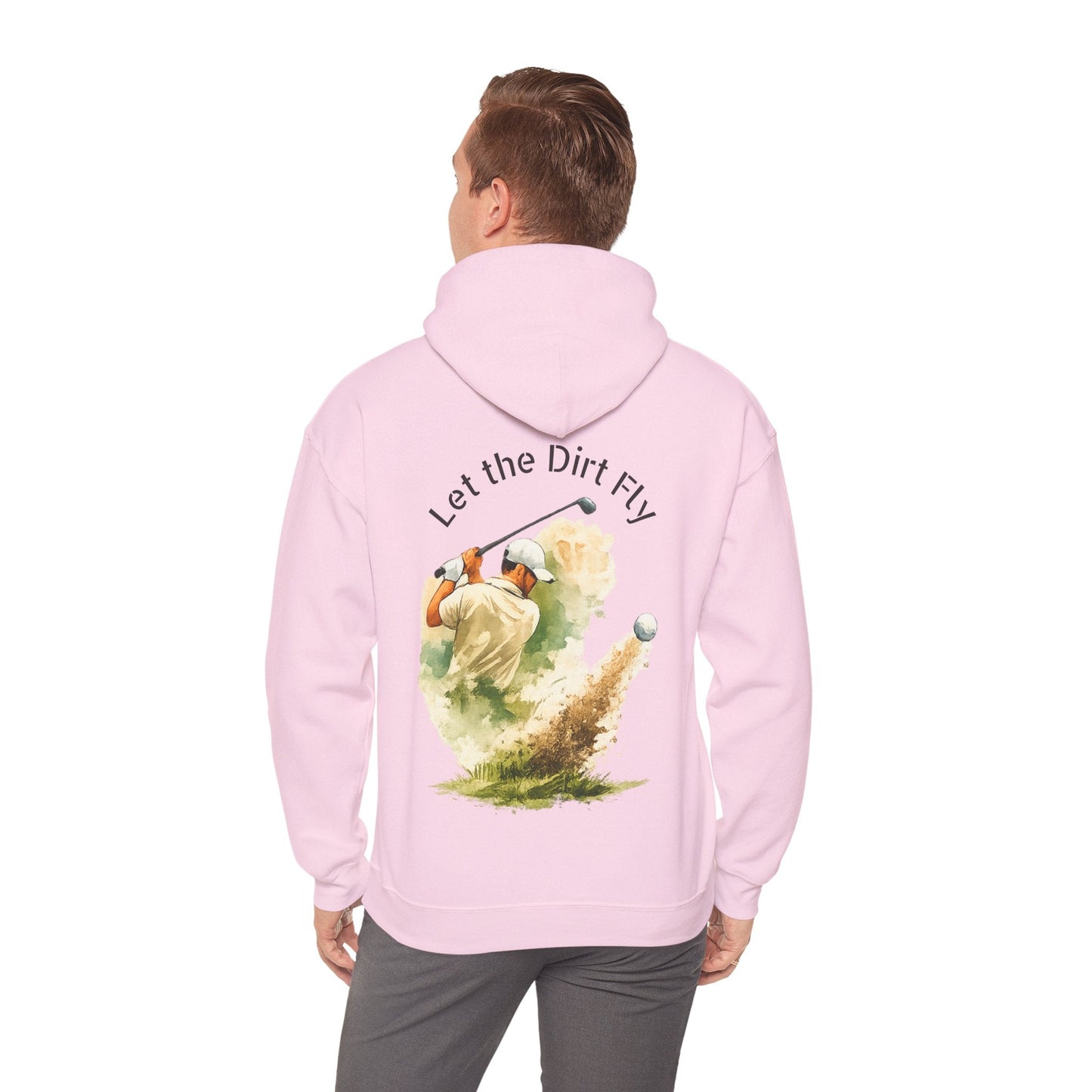 Golf Hoodie - "Let the Dirt Fly" Golfer Swing Pullover - SJM Print Store