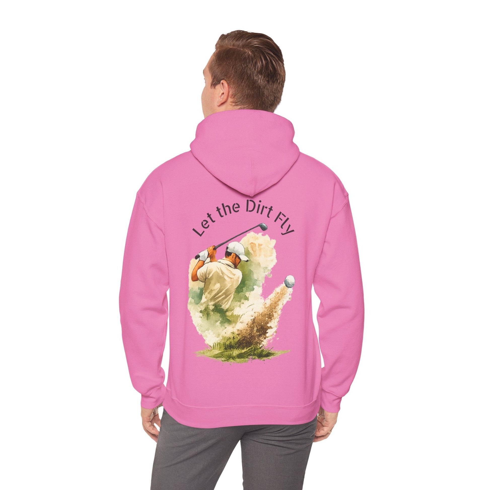 Golf Hoodie - "Let the Dirt Fly" Golfer Swing Pullover - SJM Print Store