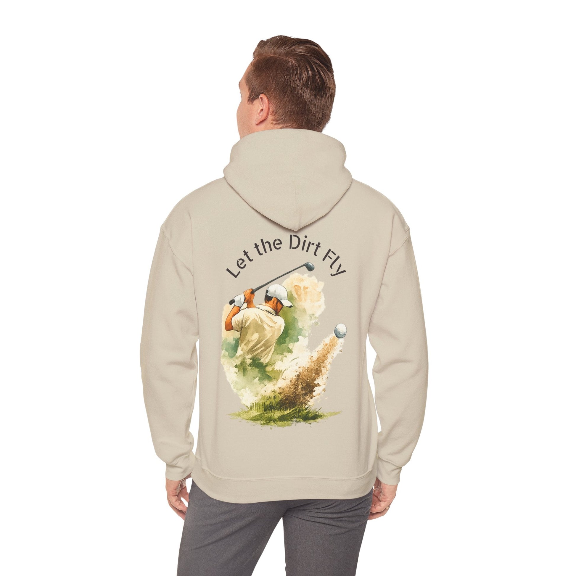 Golf Hoodie - "Let the Dirt Fly" Golfer Swing Pullover - SJM Print Store
