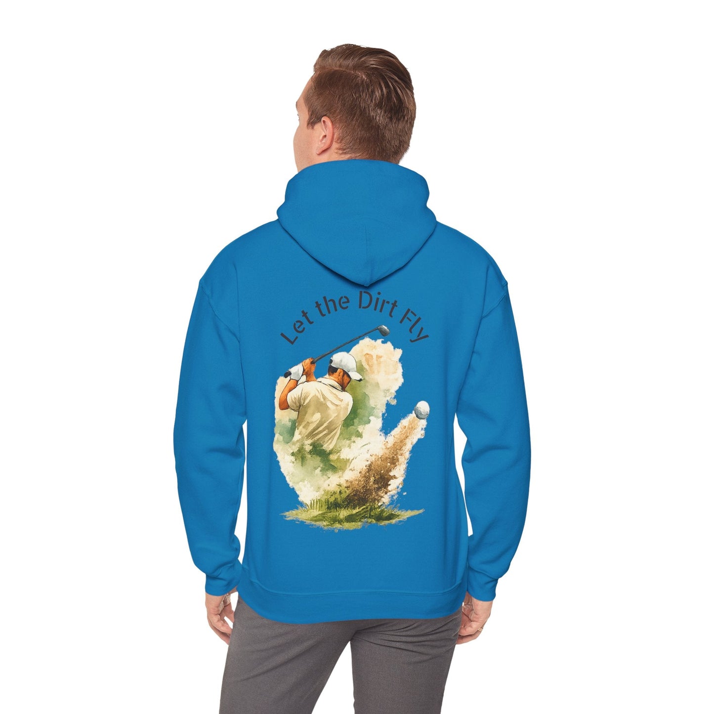 Golf Hoodie - "Let the Dirt Fly" Golfer Swing Pullover - SJM Print Store