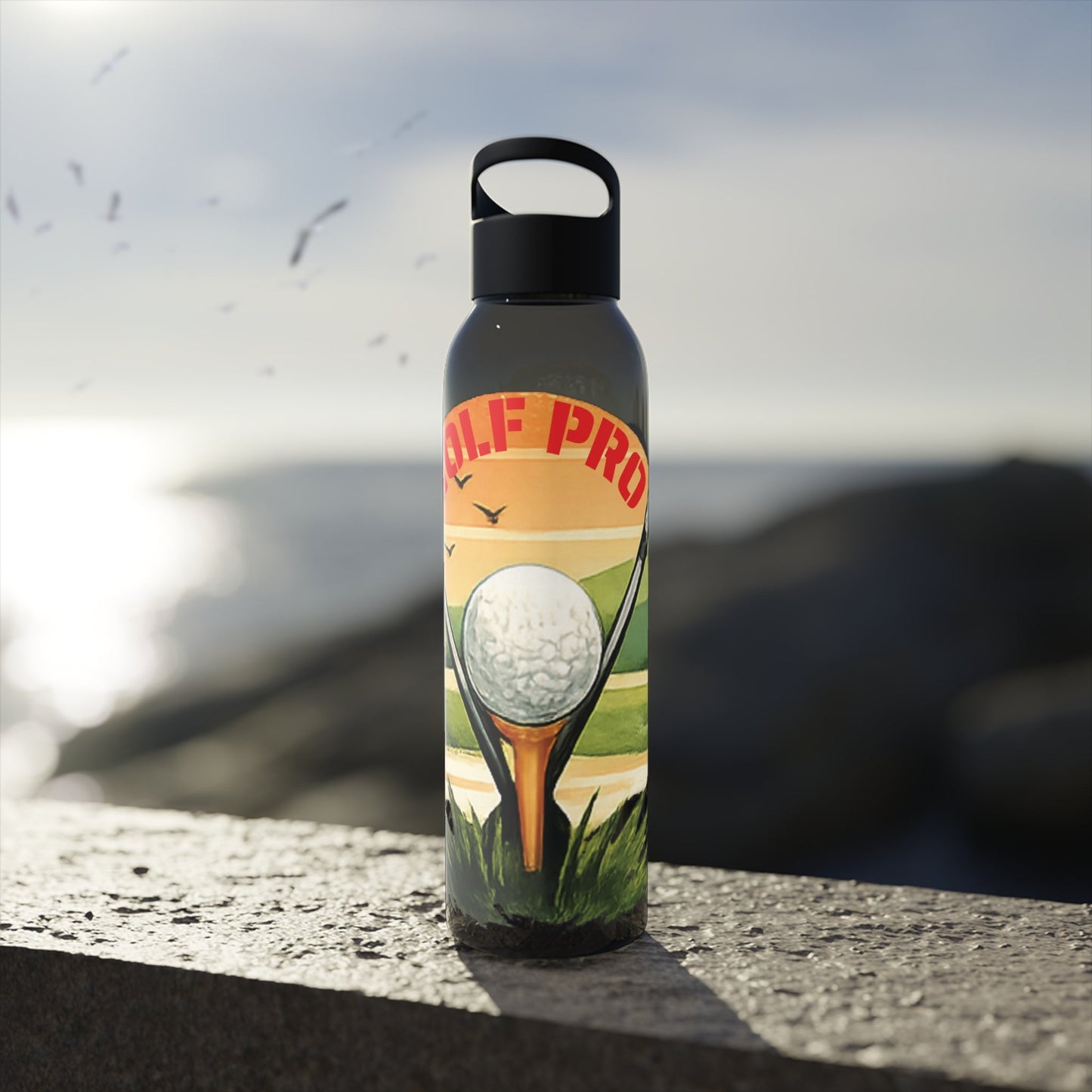 Golf Pro Water Bottle Vintage Sunset Golf Graphic - SJM Print Store