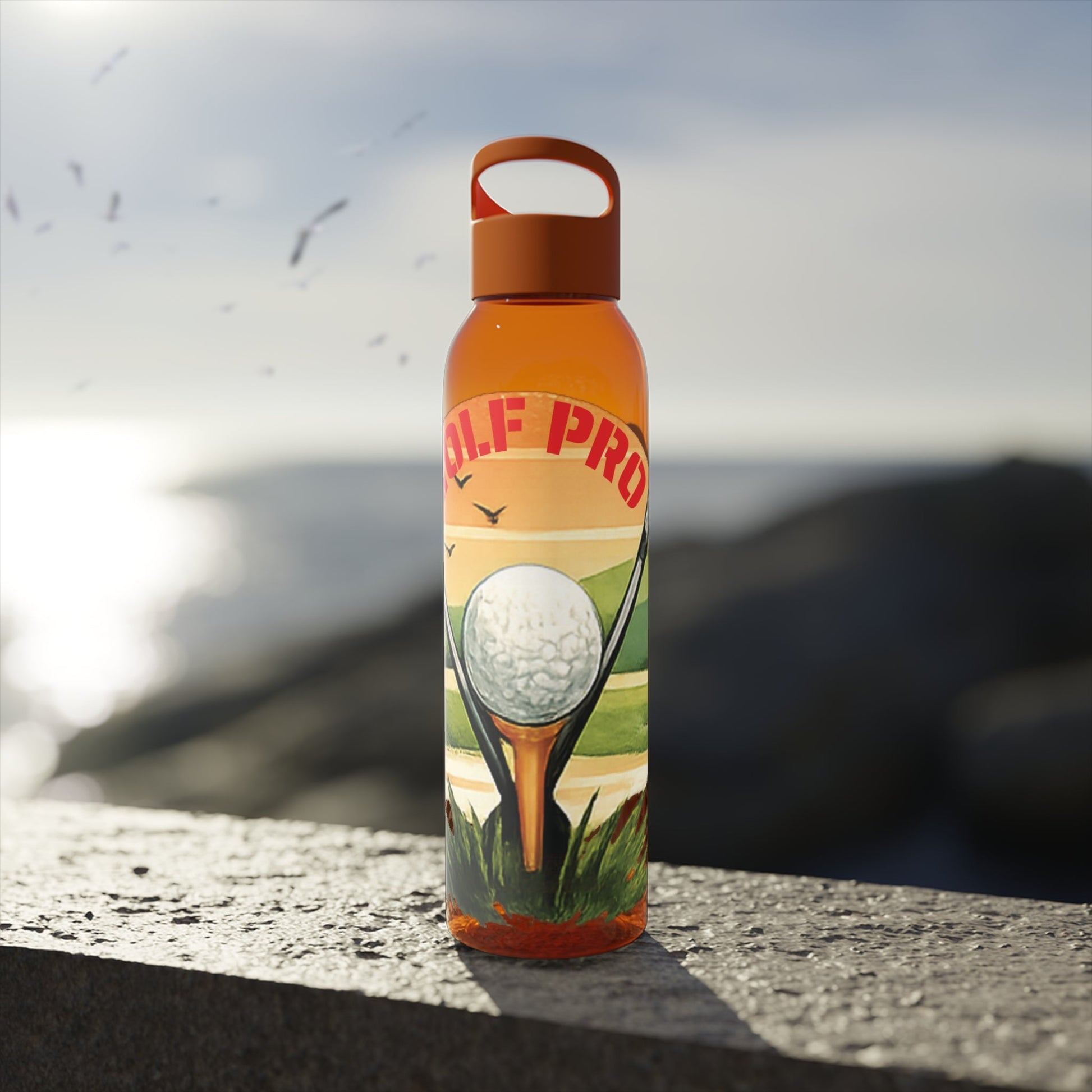 Golf Pro Water Bottle Vintage Sunset Golf Graphic - SJM Print Store