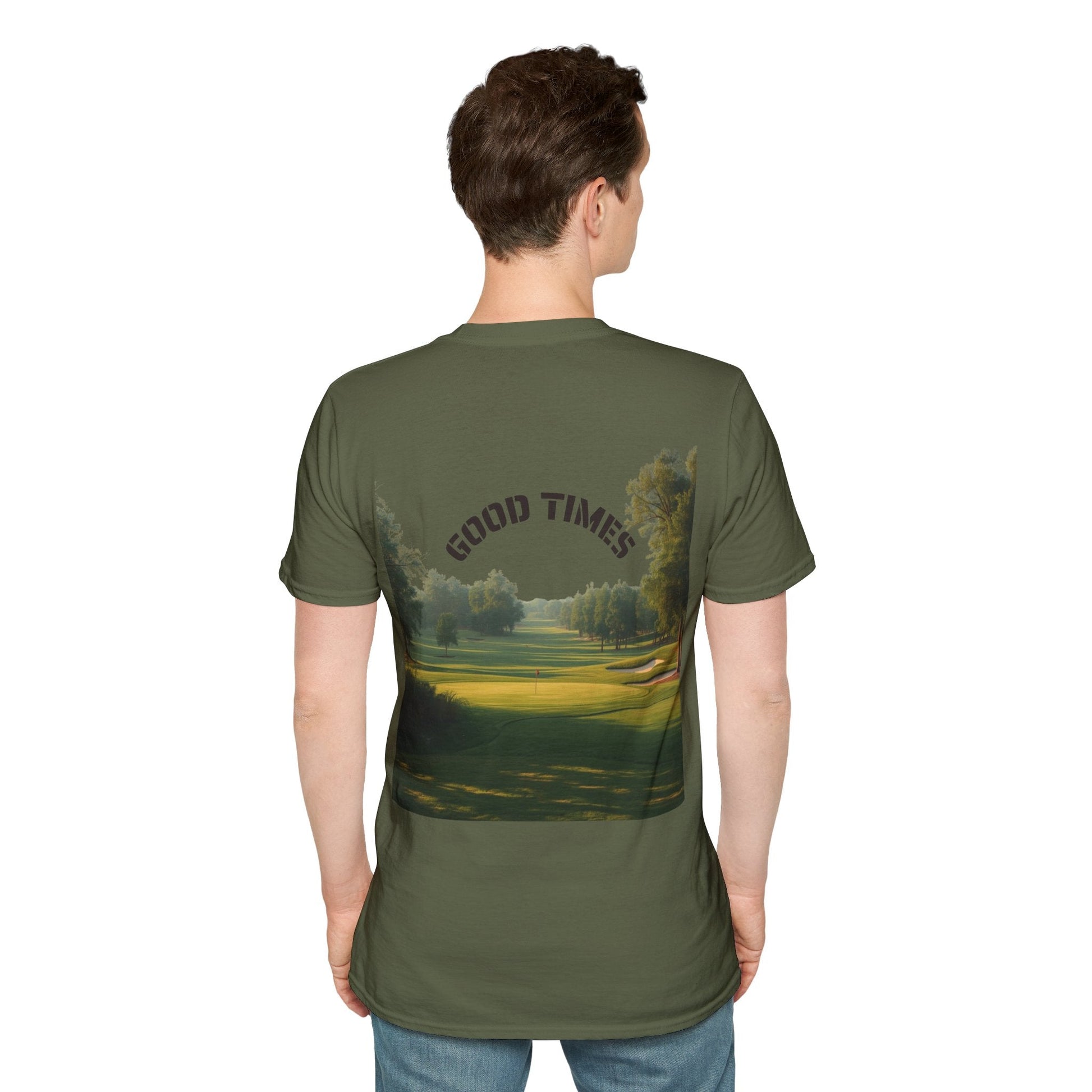 Golf Scene Back - Print T-Shirt Good Times Slogan - SJM Print Store