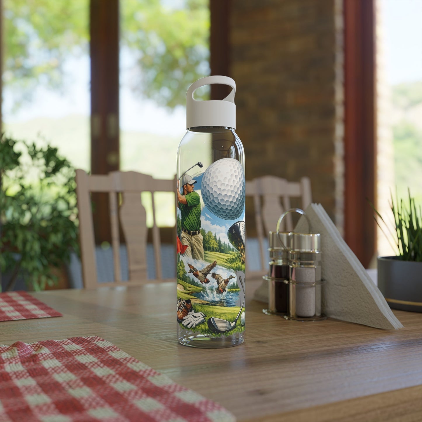 Golf Scene Water Bottle â€” Male Golfer & Course Design - SJM Print Store