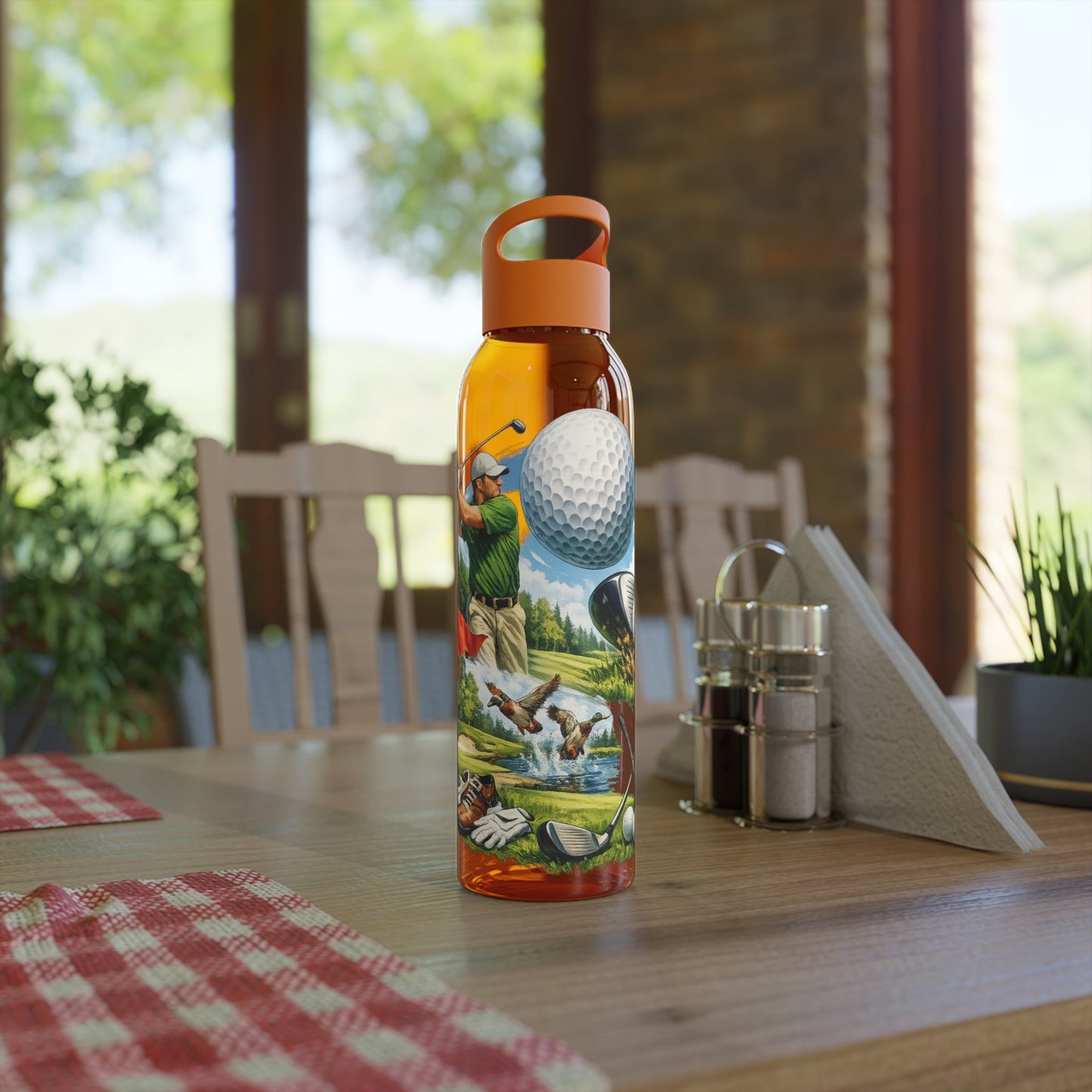 Golf Scene Water Bottle â€” Male Golfer & Course Design - SJM Print Store