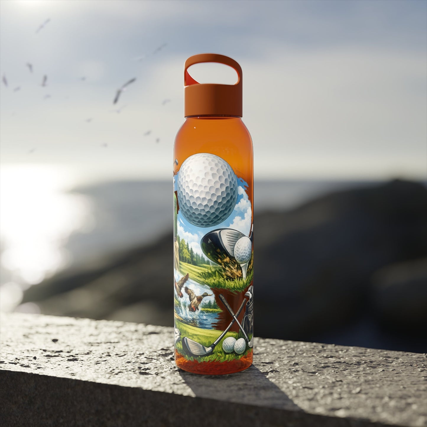 Golf Scene Water Bottle â€” Male Golfer & Course Design - SJM Print Store