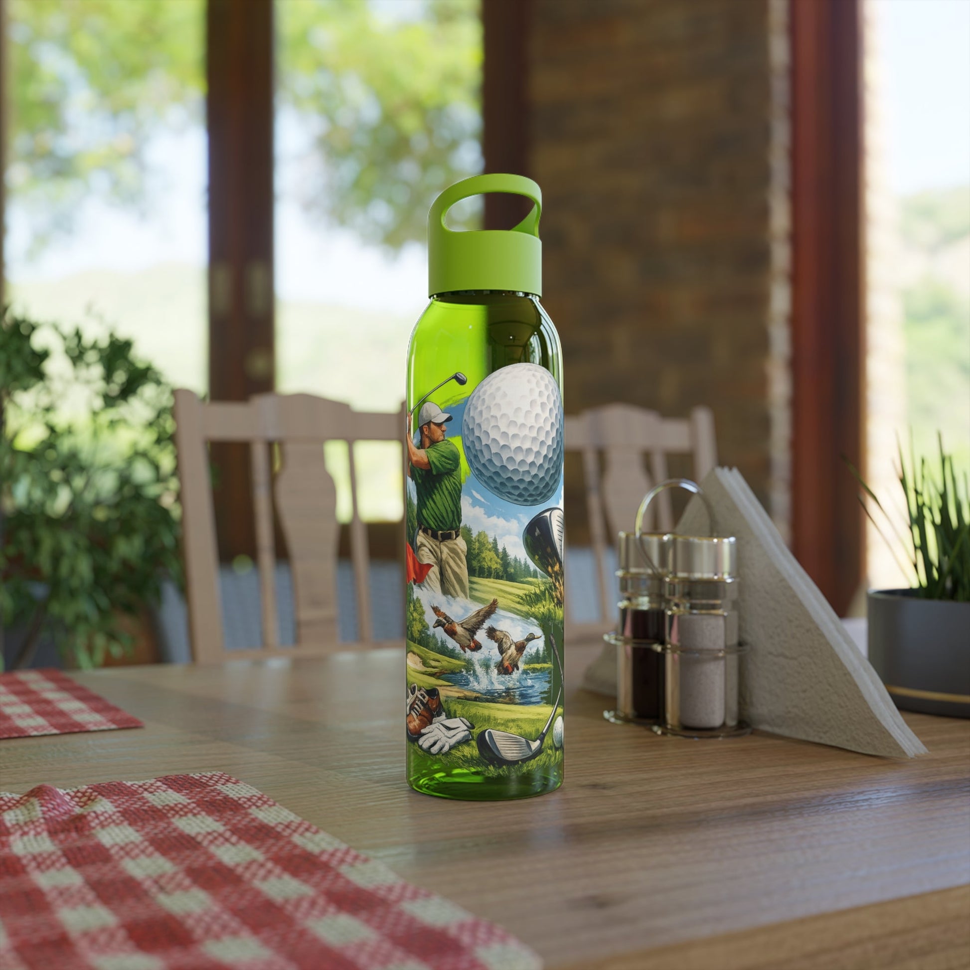 Golf Scene Water Bottle â€” Male Golfer & Course Design - SJM Print Store