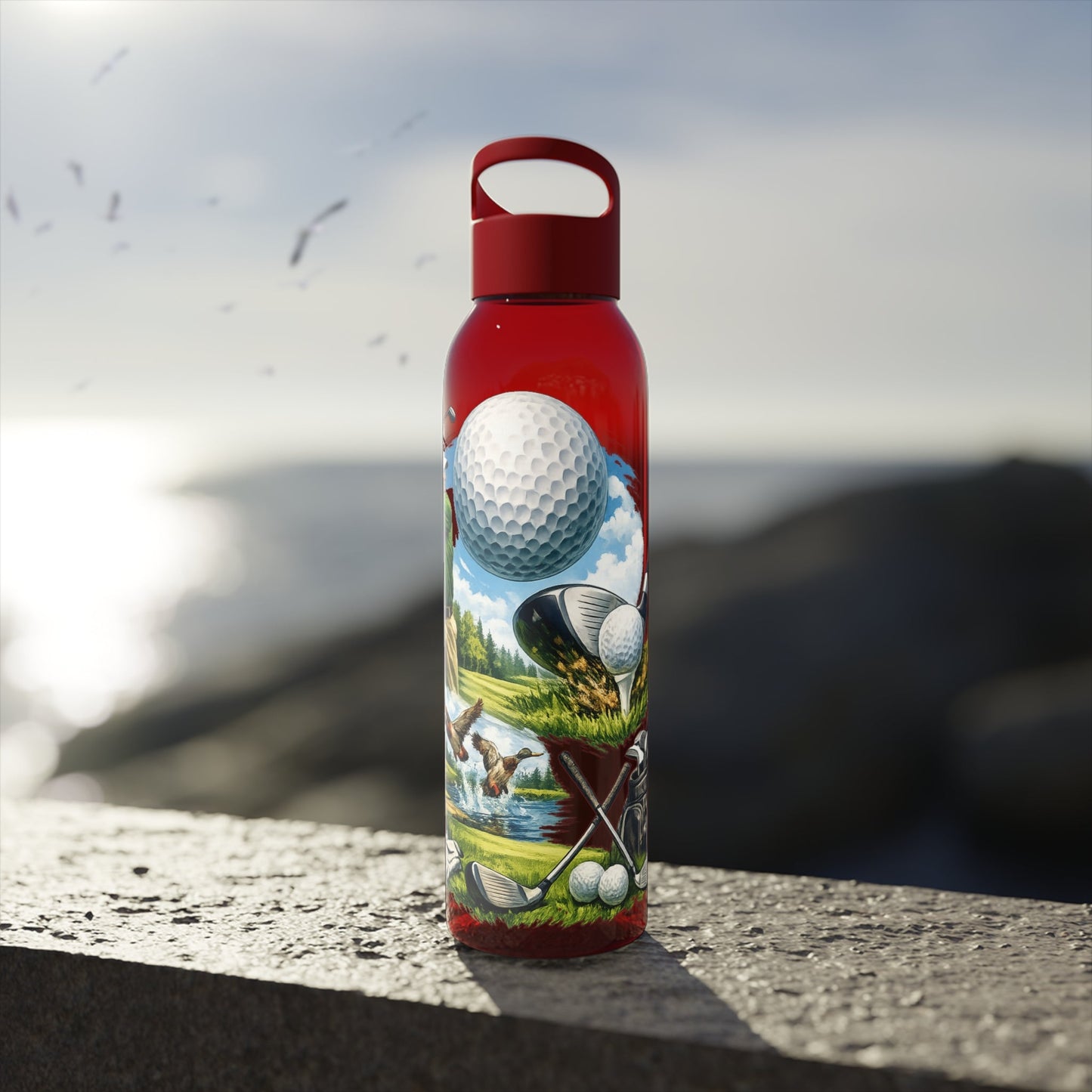 Golf Scene Water Bottle â€” Male Golfer & Course Design - SJM Print Store