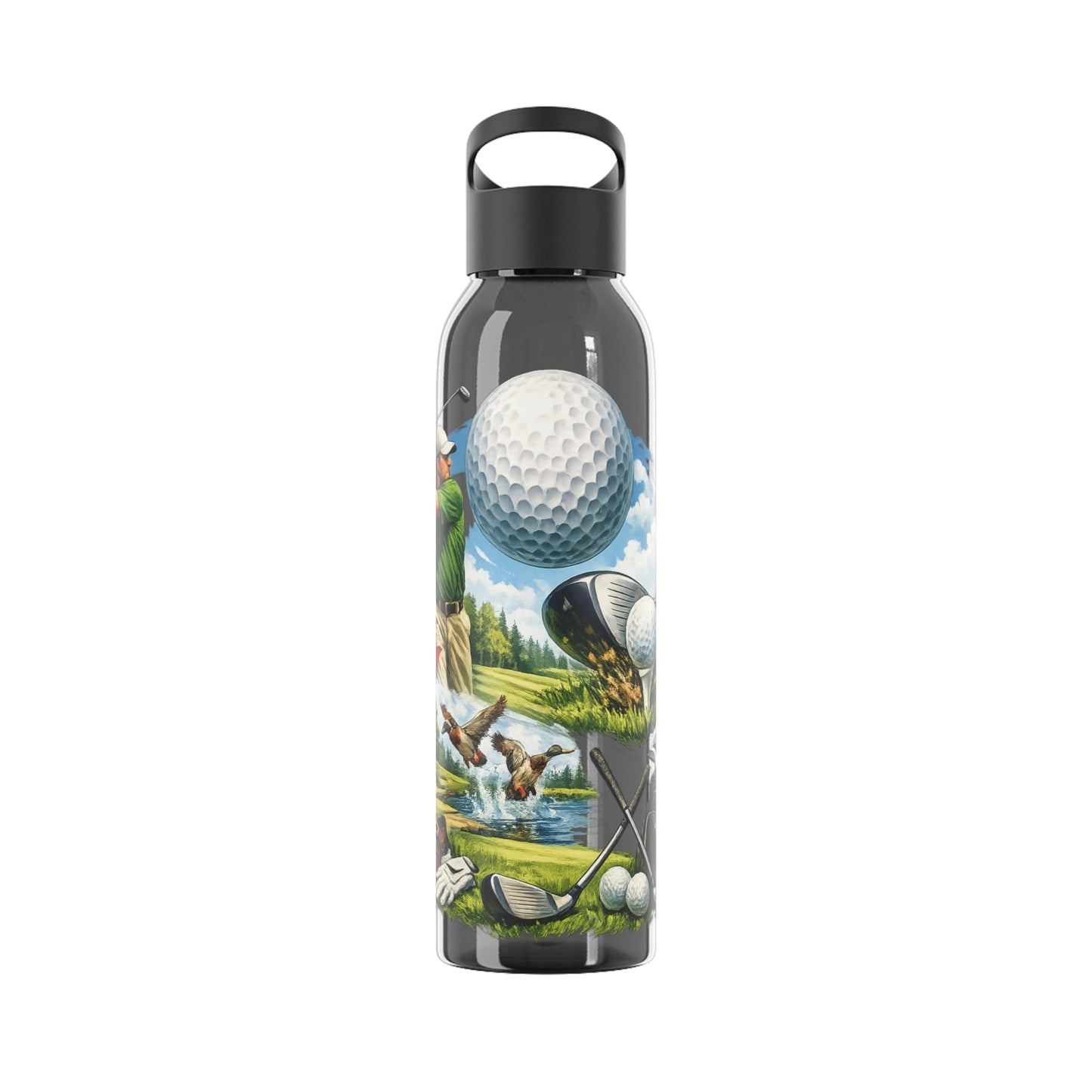 Golf Scene Water Bottle â€” Male Golfer & Course Design - SJM Print Store