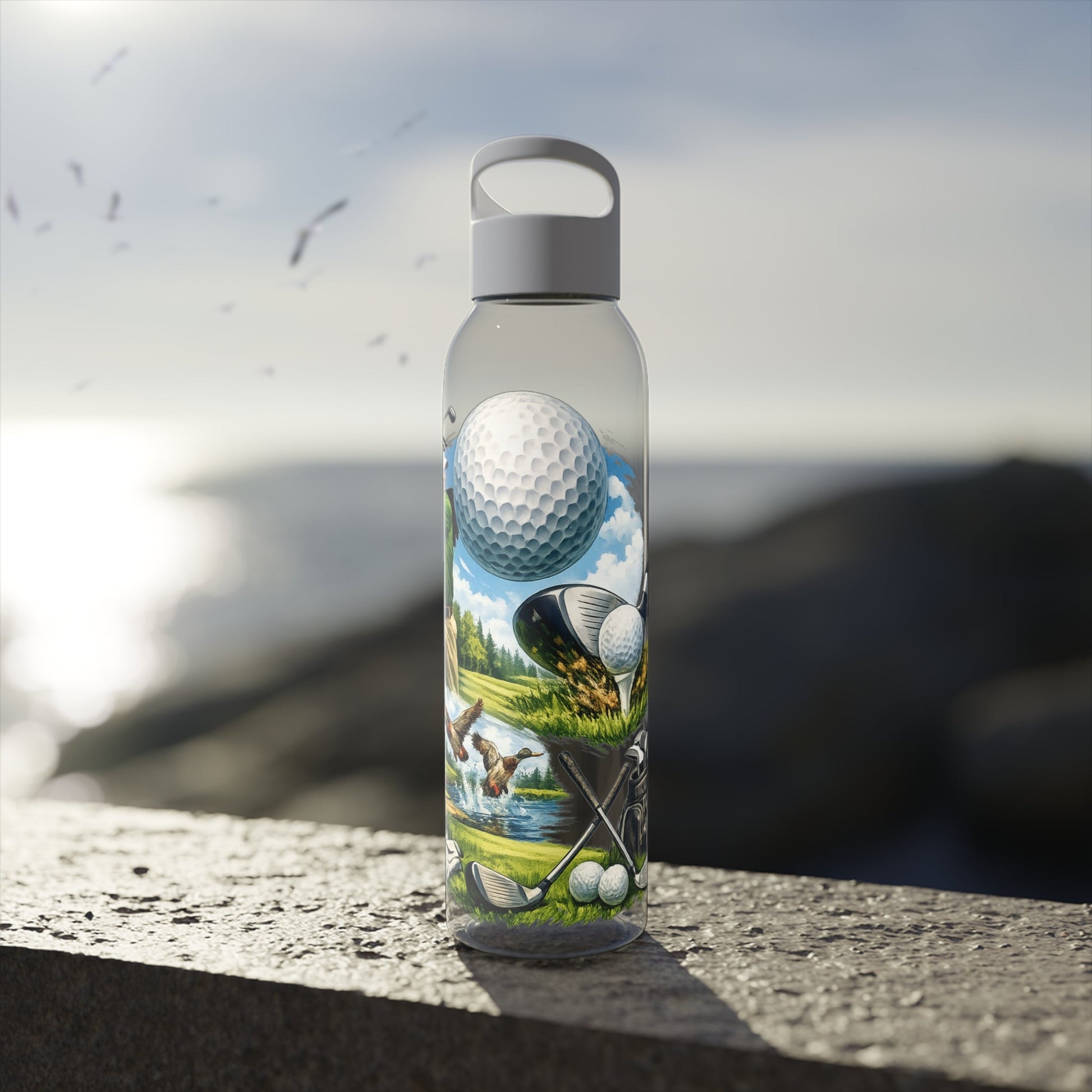 Golf Scene Water Bottle â€” Male Golfer & Course Design - SJM Print Store