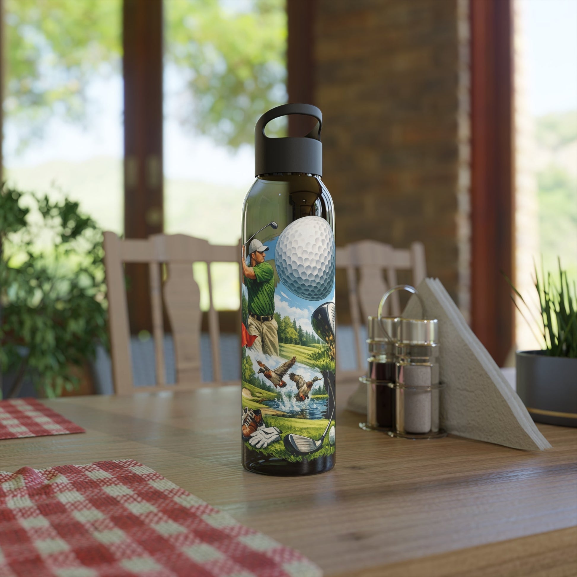 Golf Scene Water Bottle â€” Male Golfer & Course Design - SJM Print Store