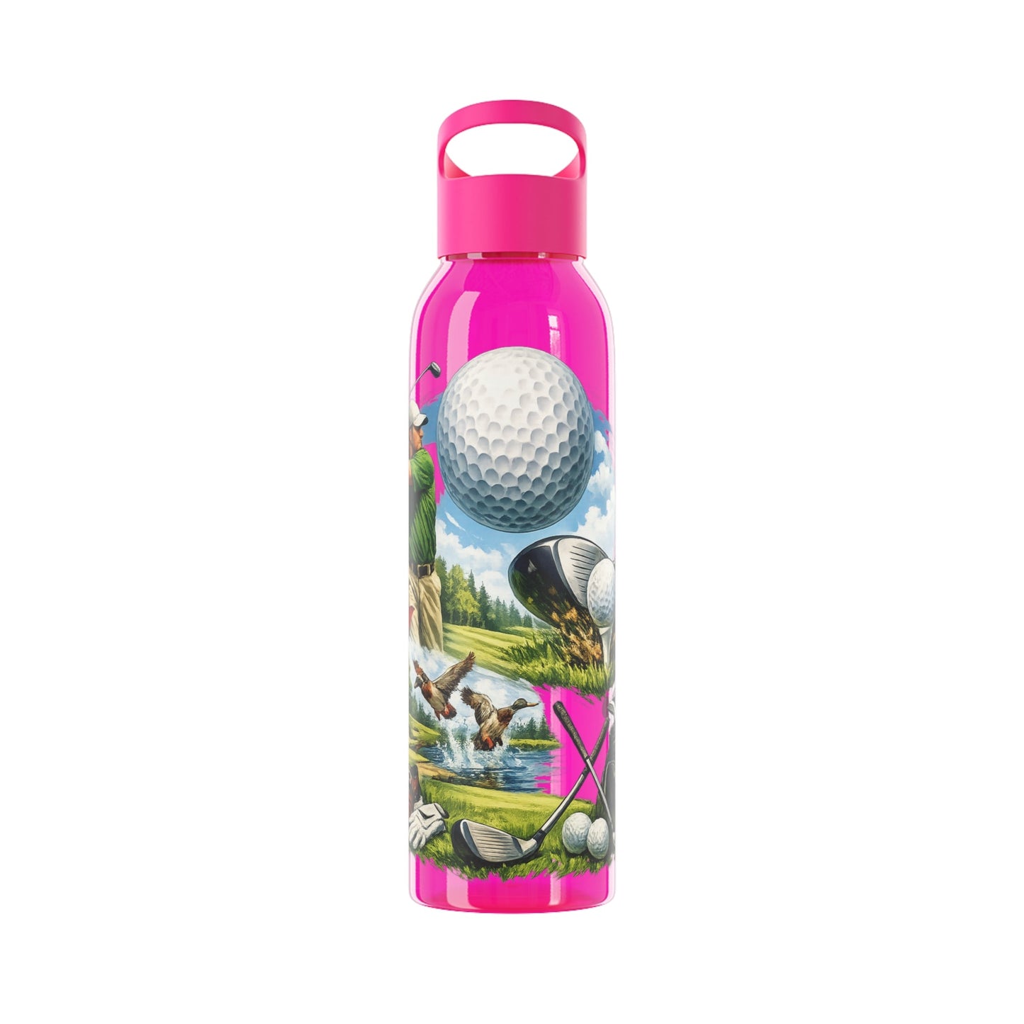 Golf Scene Water Bottle â€” Male Golfer & Course Design - SJM Print Store