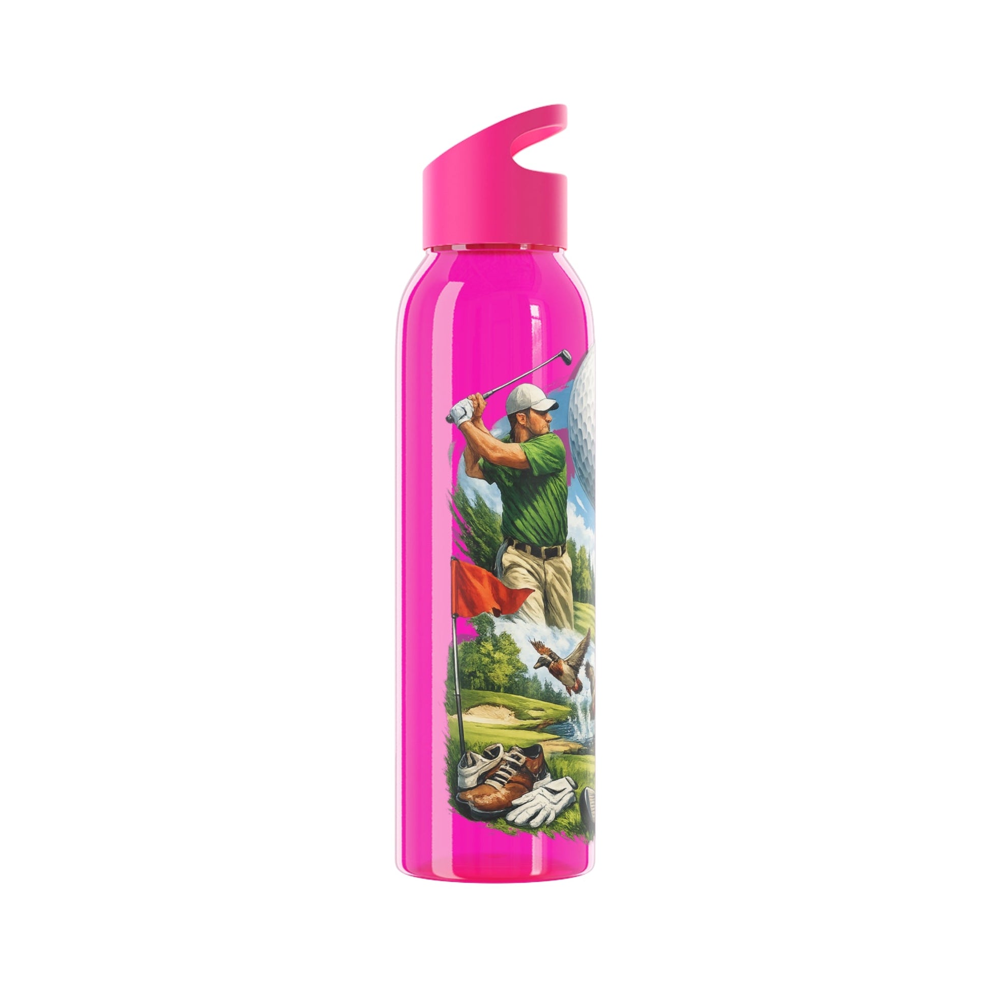 Golf Scene Water Bottle â€” Male Golfer & Course Design - SJM Print Store