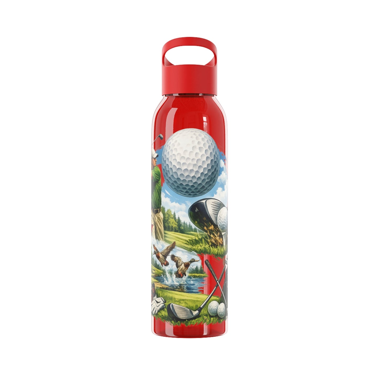 Golf Scene Water Bottle â€” Male Golfer & Course Design - SJM Print Store