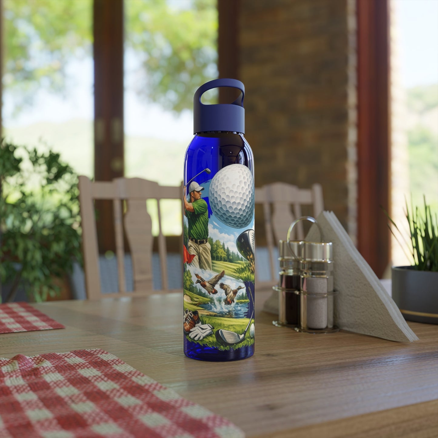 Golf Scene Water Bottle â€” Male Golfer & Course Design - SJM Print Store