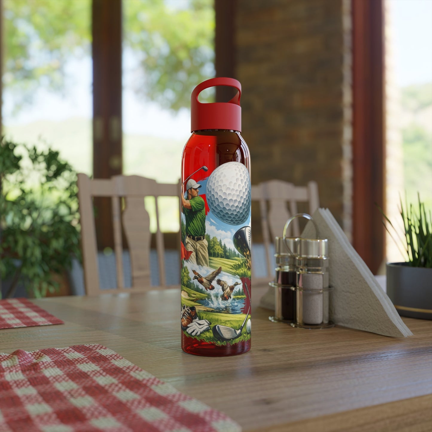 Golf Scene Water Bottle â€” Male Golfer & Course Design - SJM Print Store