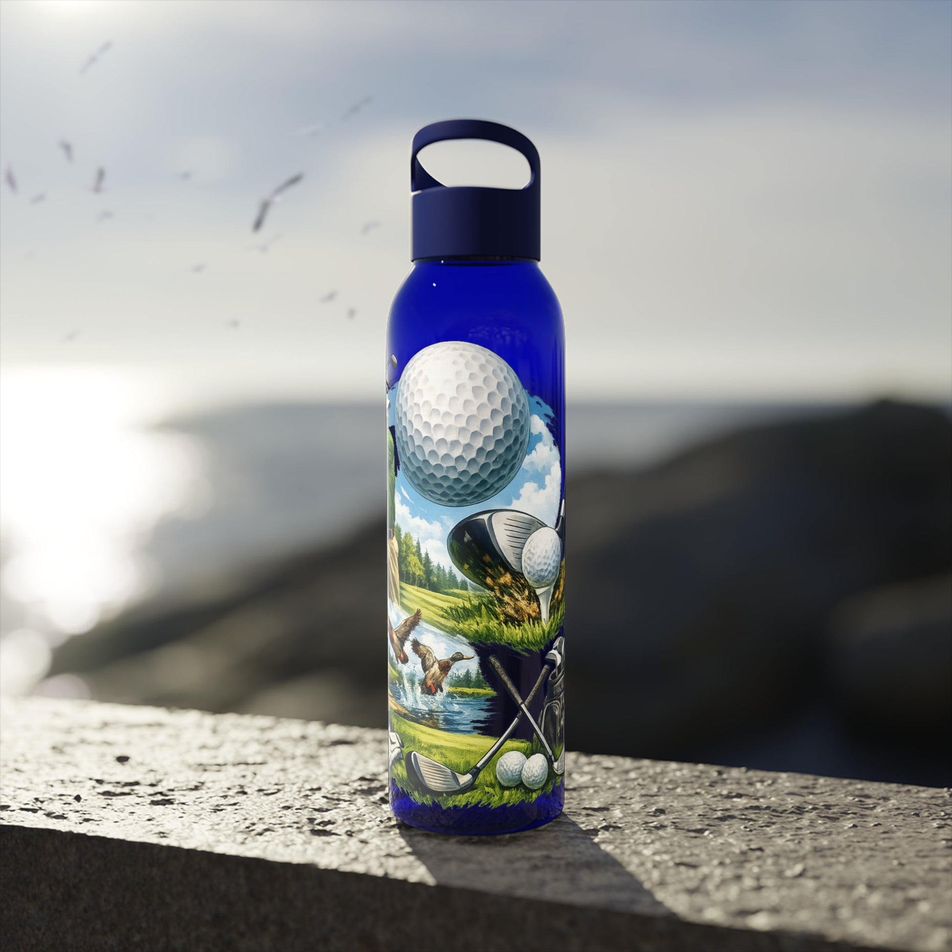 Golf Scene Water Bottle â€” Male Golfer & Course Design - SJM Print Store