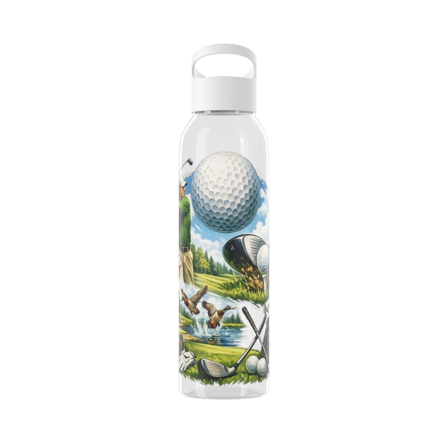 Golf Scene Water Bottle â€” Male Golfer & Course Design - SJM Print Store