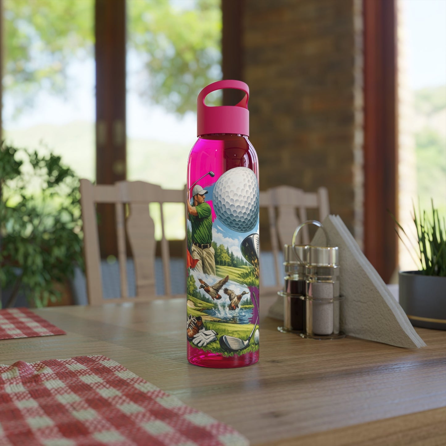 Golf Scene Water Bottle â€” Male Golfer & Course Design - SJM Print Store