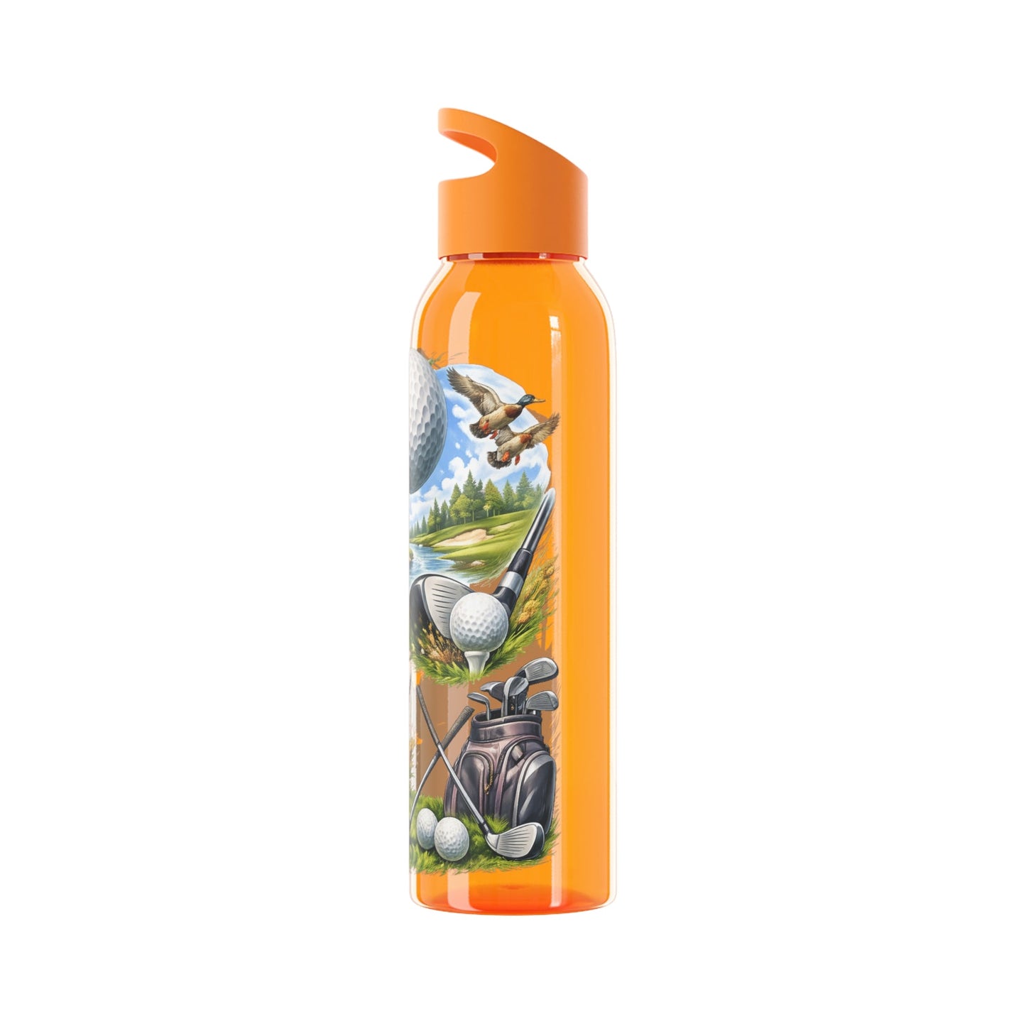 Golf Scene Water Bottle Scenic Female Golfer and Course Design - SJM Print Store