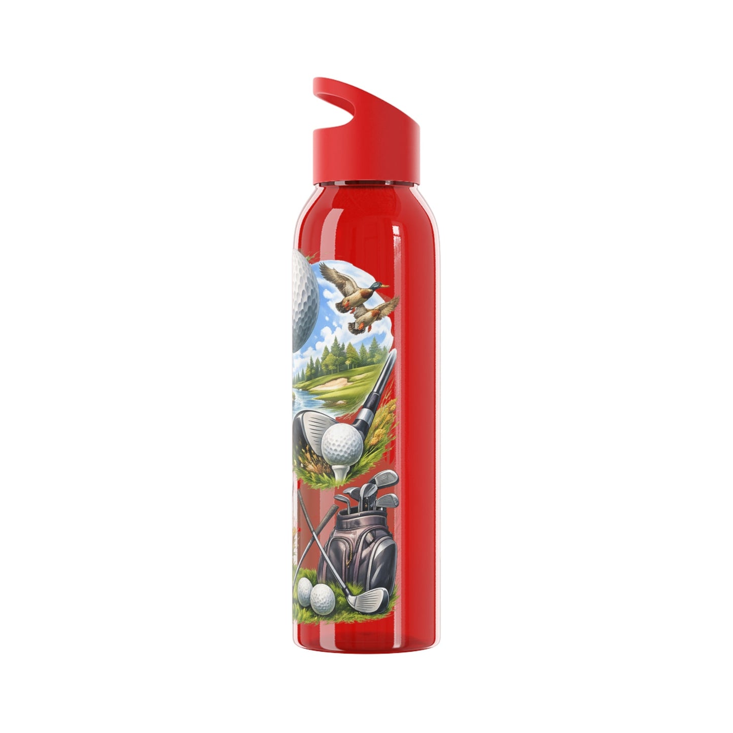 Golf Scene Water Bottle Scenic Female Golfer and Course Design - SJM Print Store