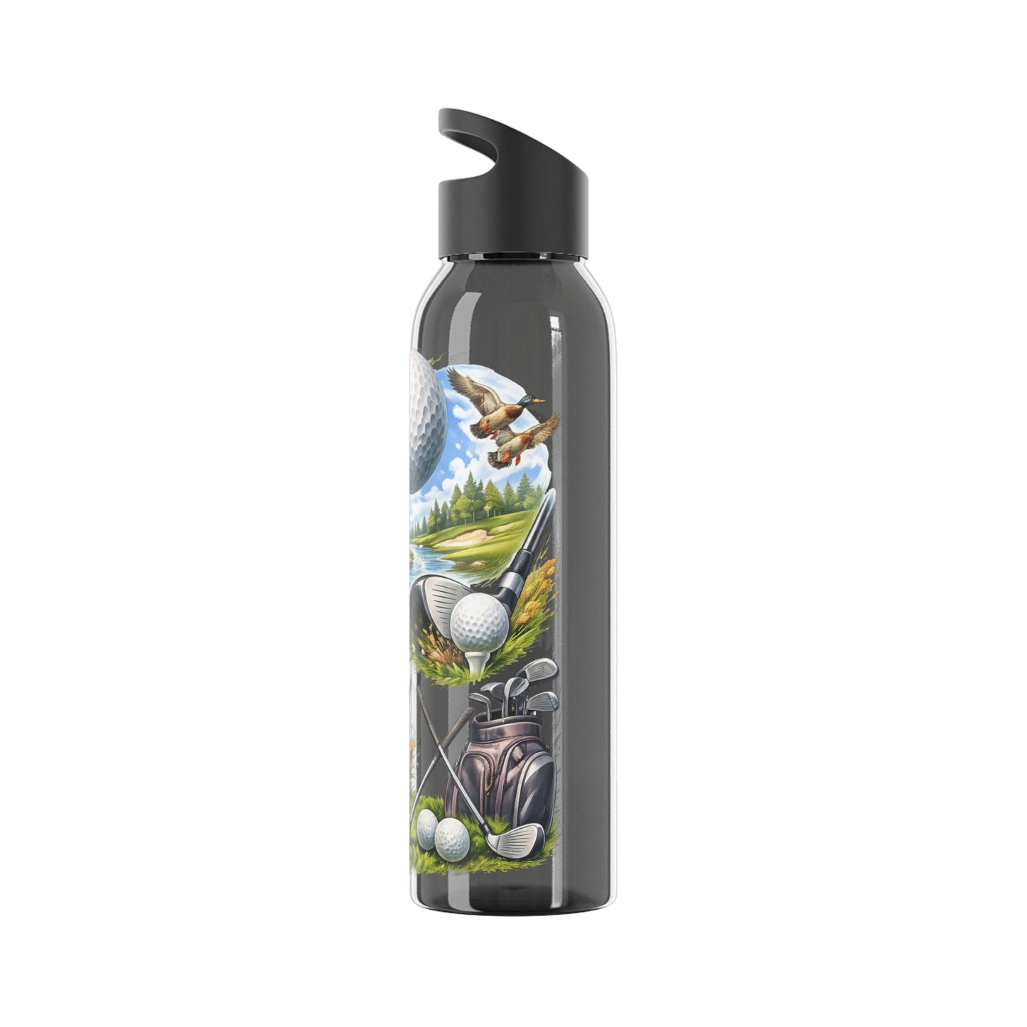 Golf Scene Water Bottle Scenic Female Golfer and Course Design - SJM Print Store