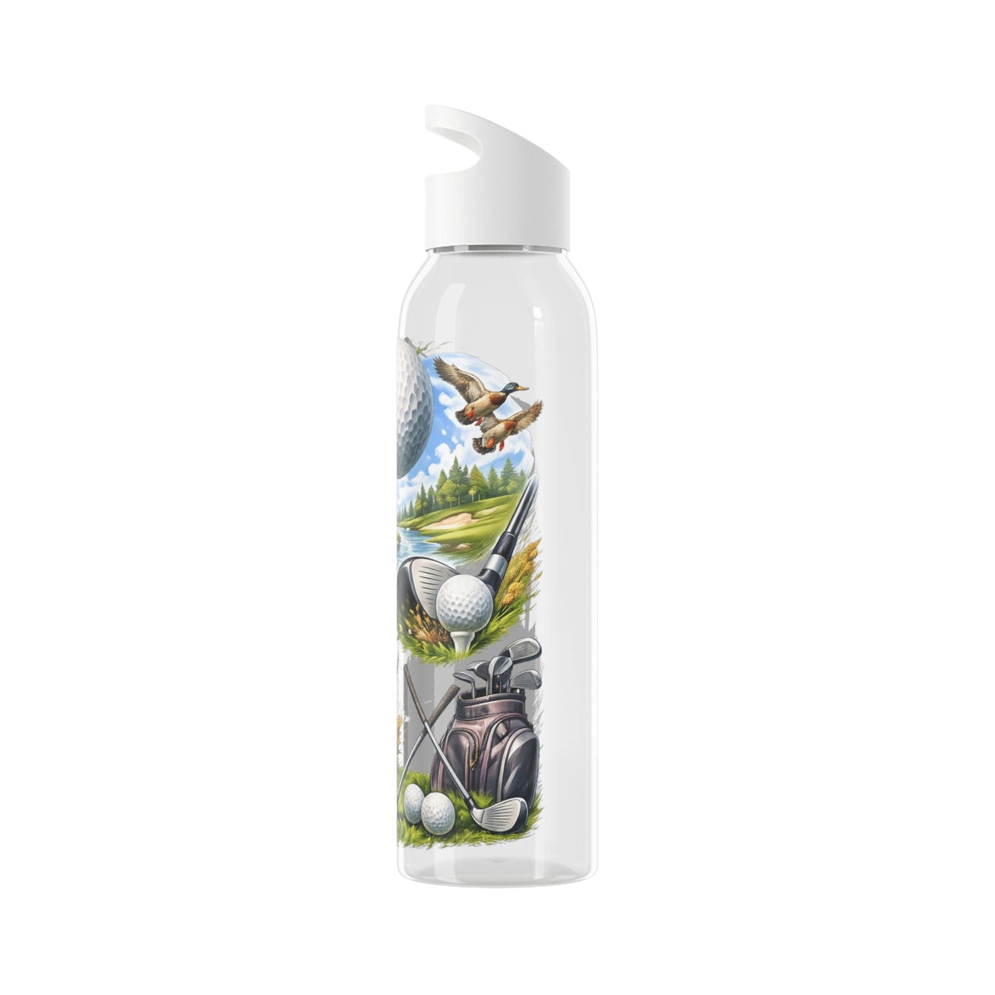 Golf Scene Water Bottle Scenic Female Golfer and Course Design - SJM Print Store