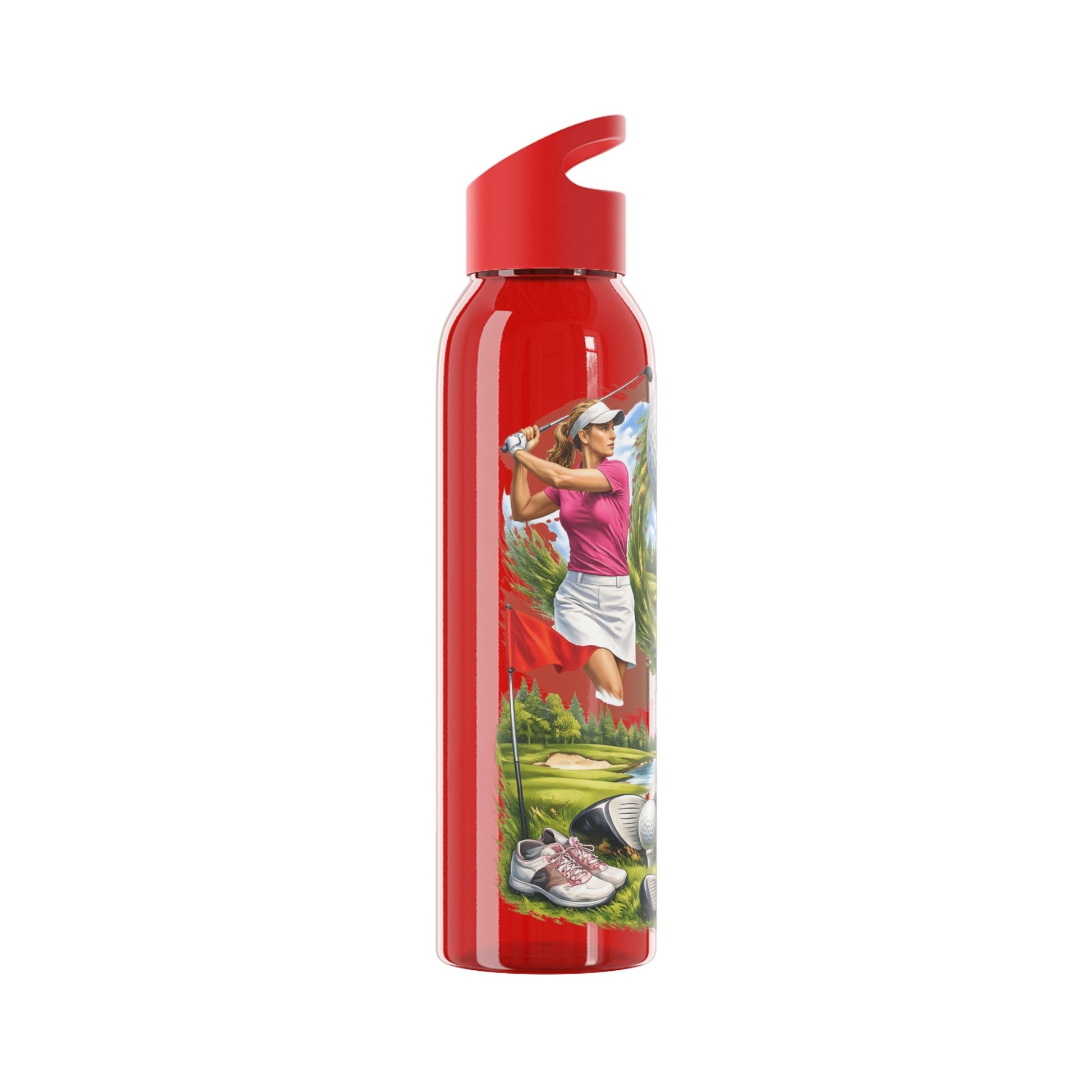 Golf Scene Water Bottle Scenic Female Golfer and Course Design - SJM Print Store