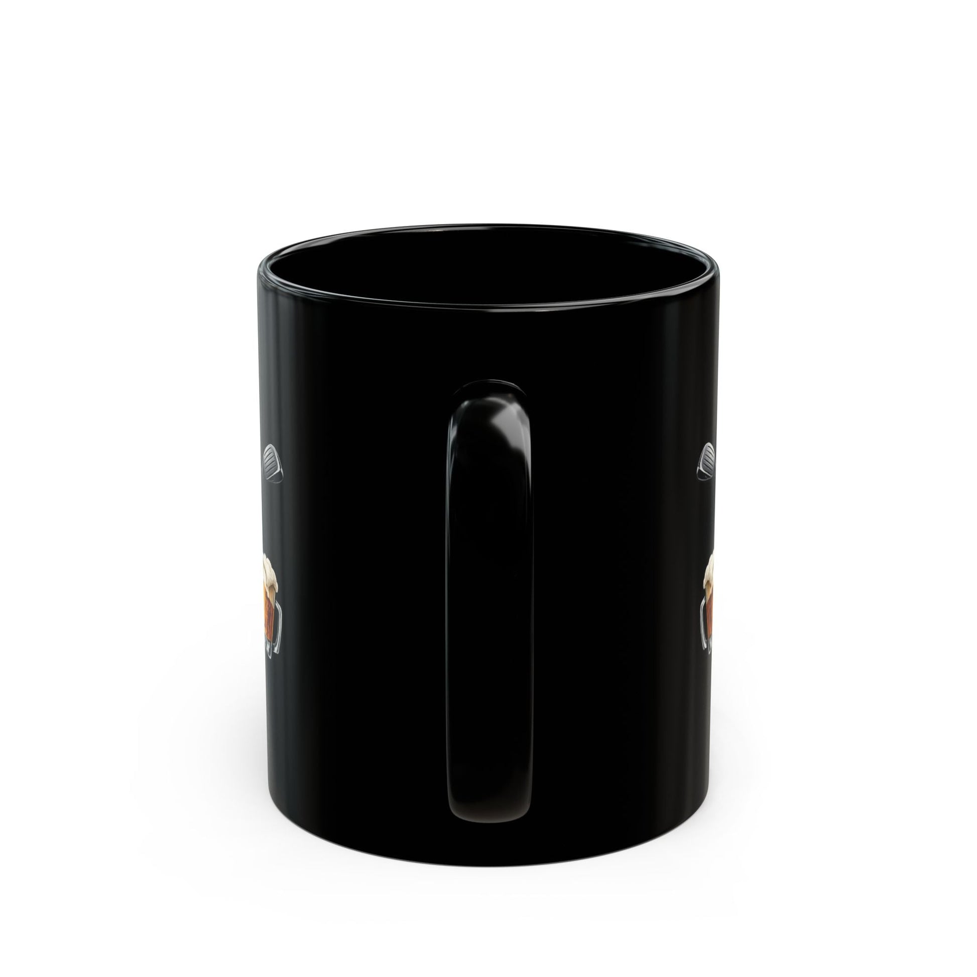 Golf Skull Beer Mug Black Ceramic Coffee Cup with Golf Clubs & Beer Graphic 11oz - SJM Print Store