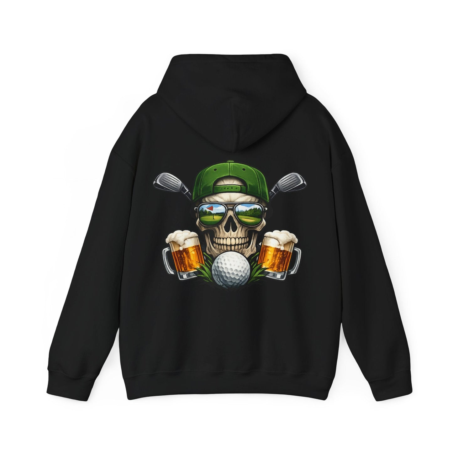 Golf Skull Hoodie Beer, Clubs & Ball Graphic Pullover - SJM Print Store