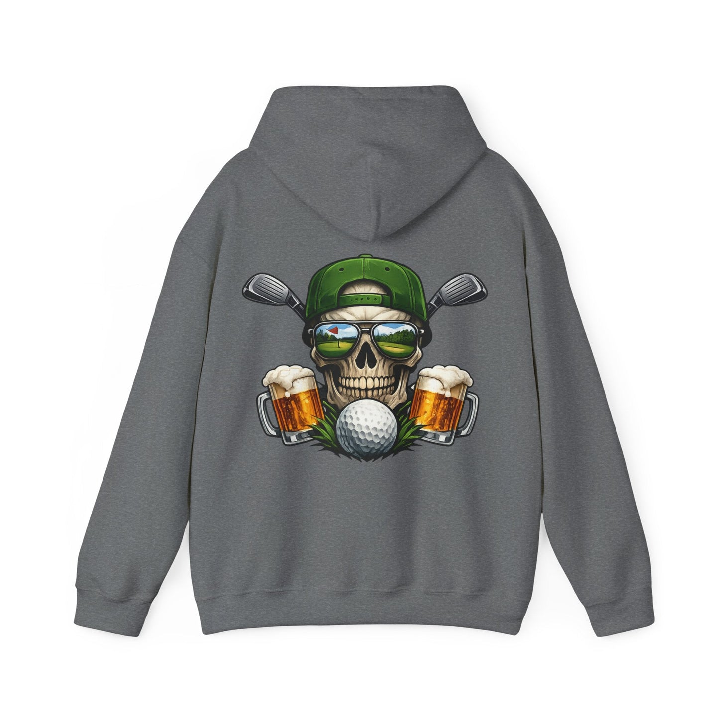 Golf Skull Hoodie Beer, Clubs & Ball Graphic Pullover - SJM Print Store
