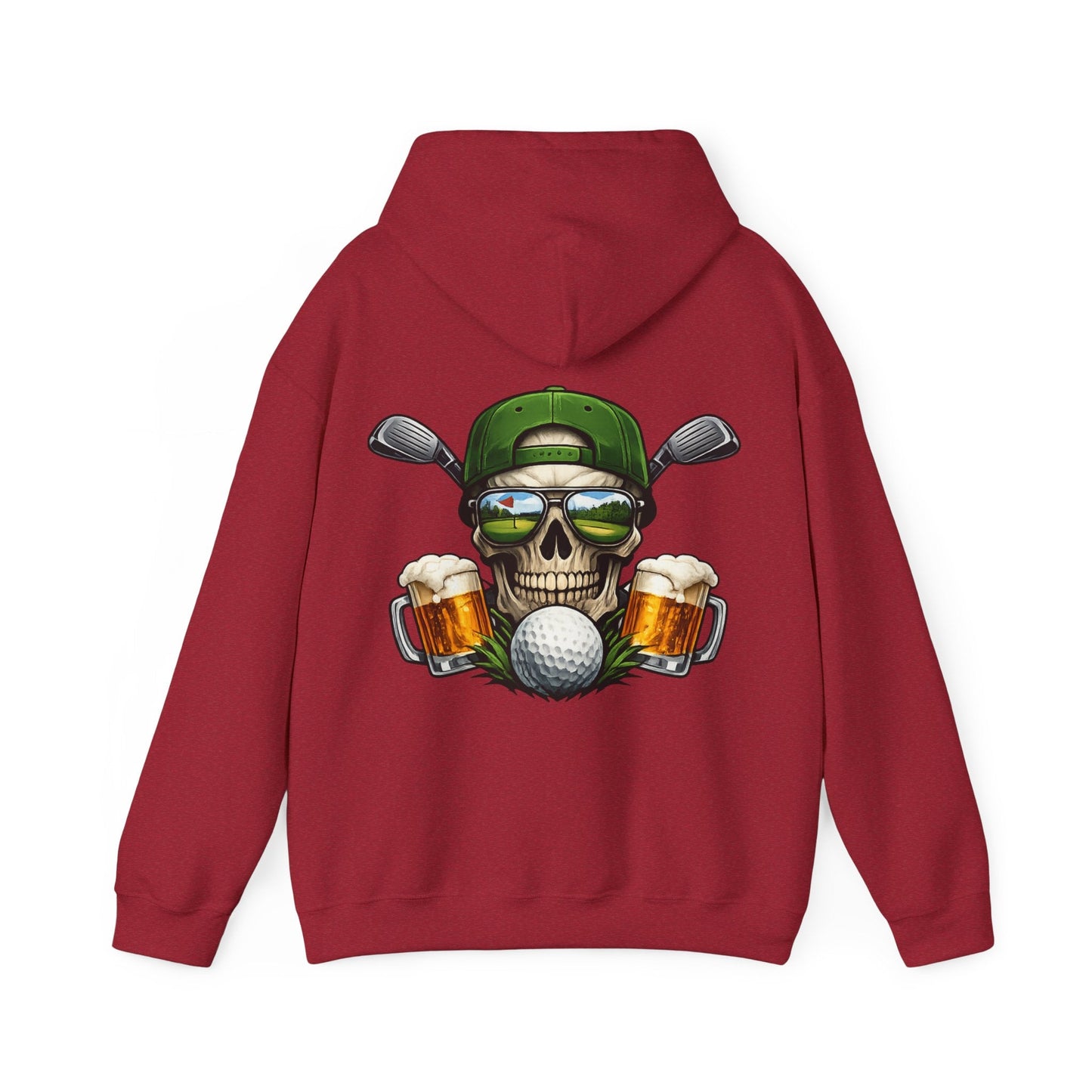 Golf Skull Hoodie Beer, Clubs & Ball Graphic Pullover - SJM Print Store