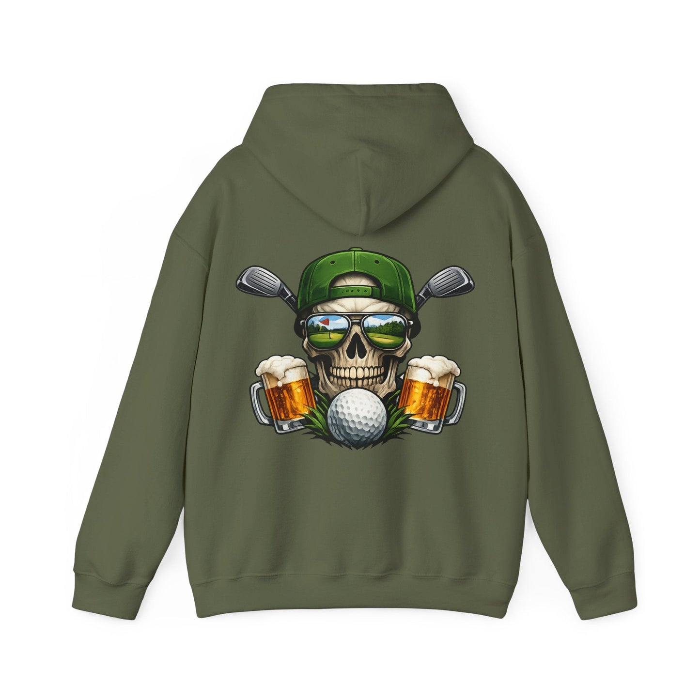 Golf Skull Hoodie Beer, Clubs & Ball Graphic Pullover - SJM Print Store