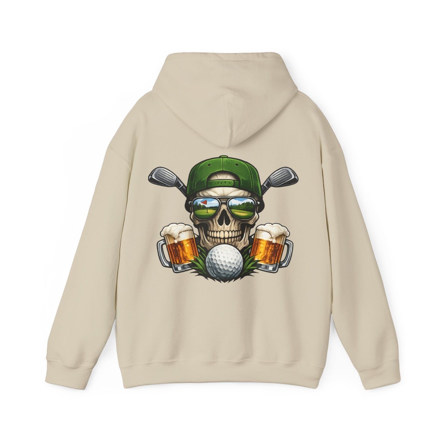 Golf Skull Hoodie Beer, Clubs & Ball Graphic Pullover - SJM Print Store