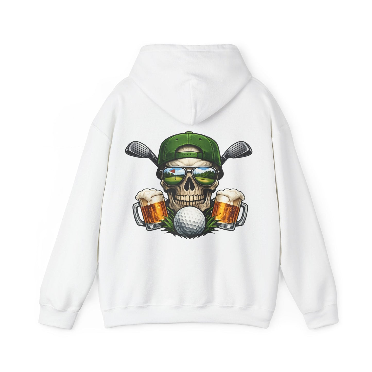 Golf Skull Hoodie Beer, Clubs & Ball Graphic Pullover - SJM Print Store