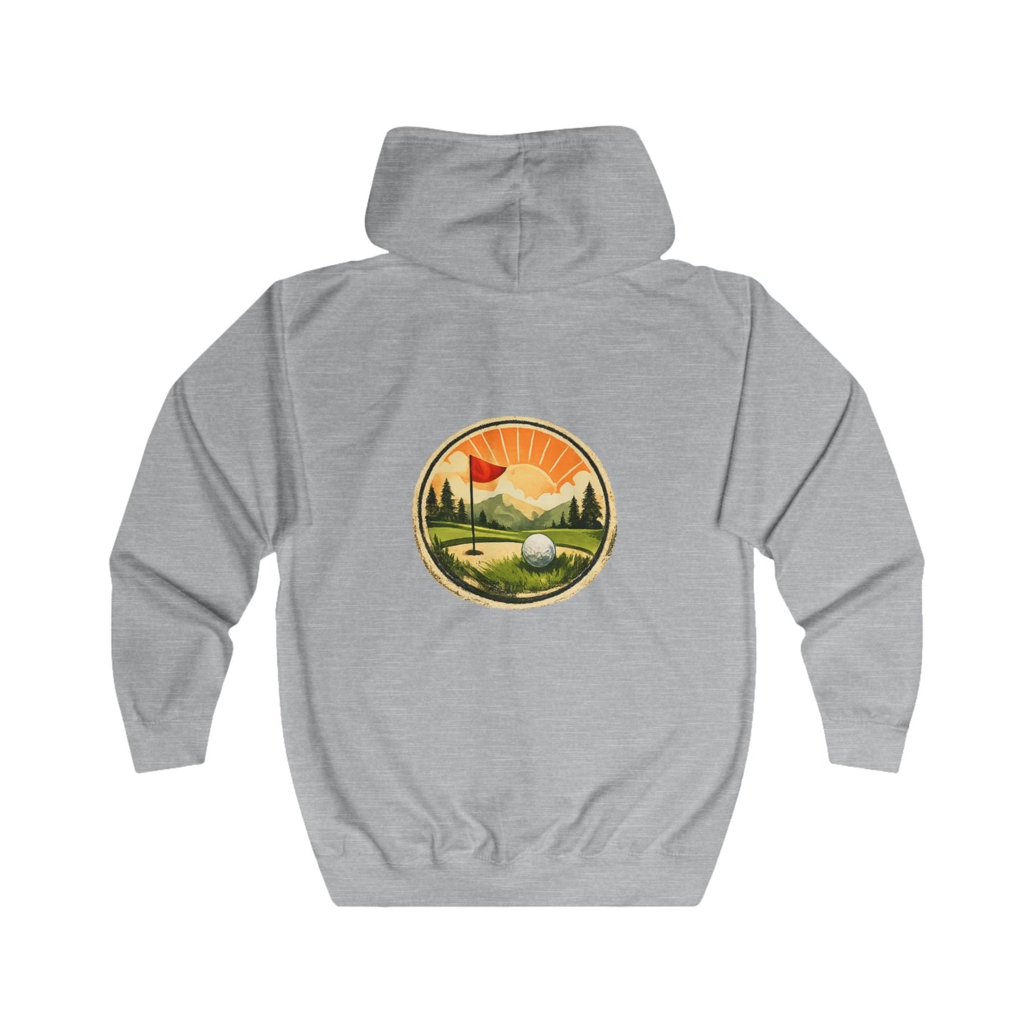 Golf Sunrise Full Zip Hoodie Vintage Golf Course Graphic - SJM Print Store
