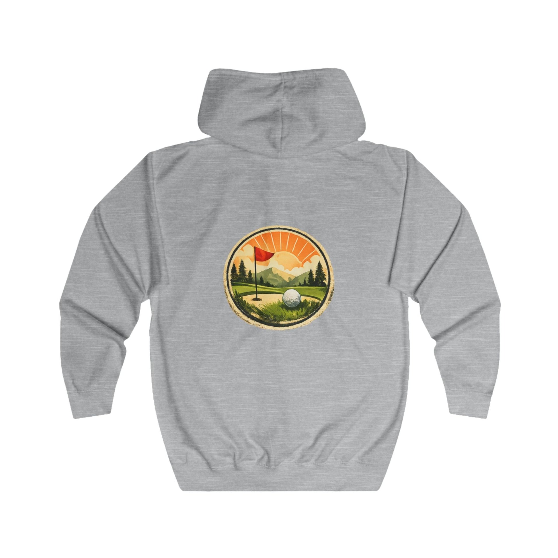 Golf Sunrise Full Zip Hoodie Vintage Golf Course Graphic - SJM Print Store