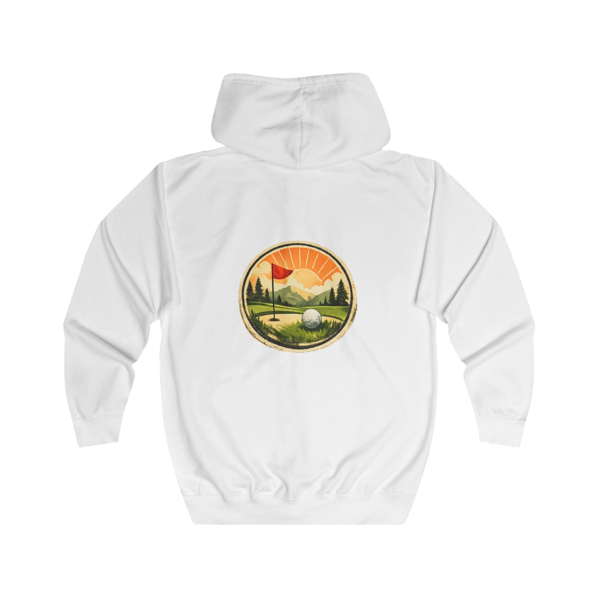 Golf Sunrise Full Zip Hoodie Vintage Golf Course Graphic - SJM Print Store