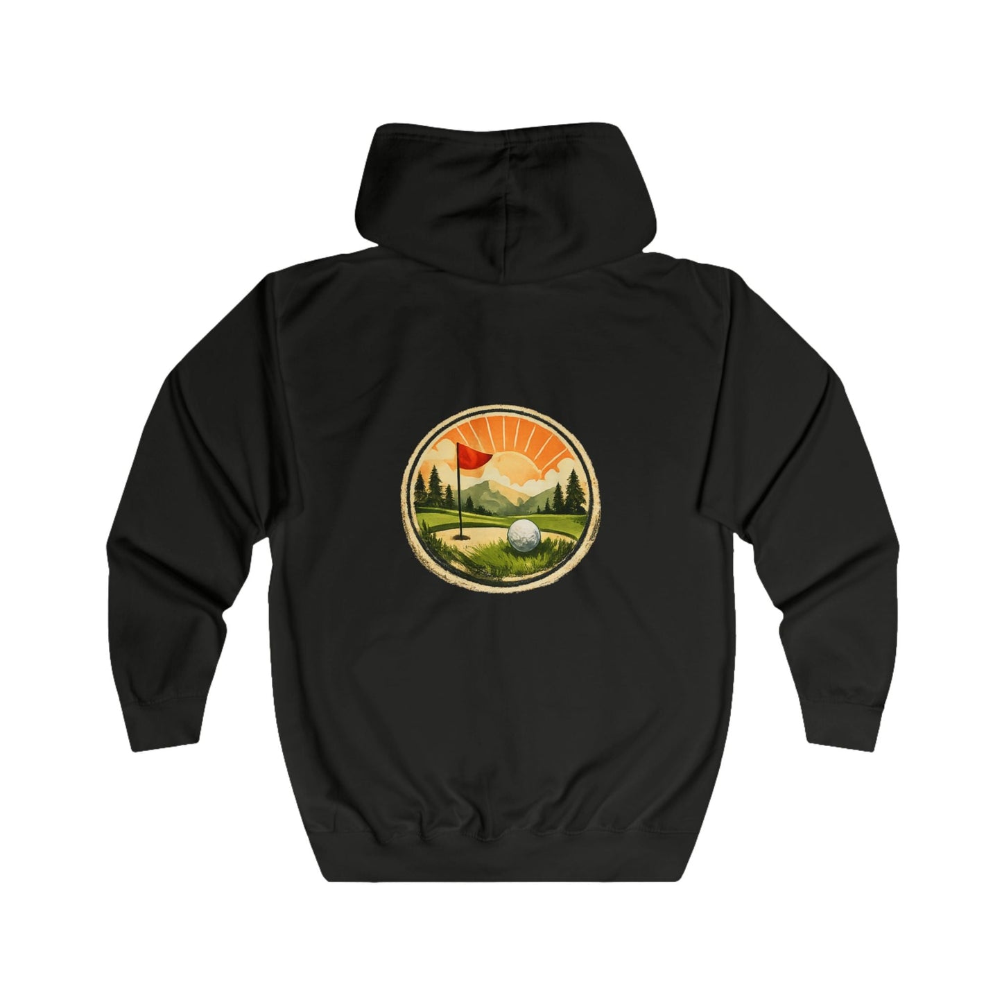 Golf Sunrise Full Zip Hoodie Vintage Golf Course Graphic - SJM Print Store