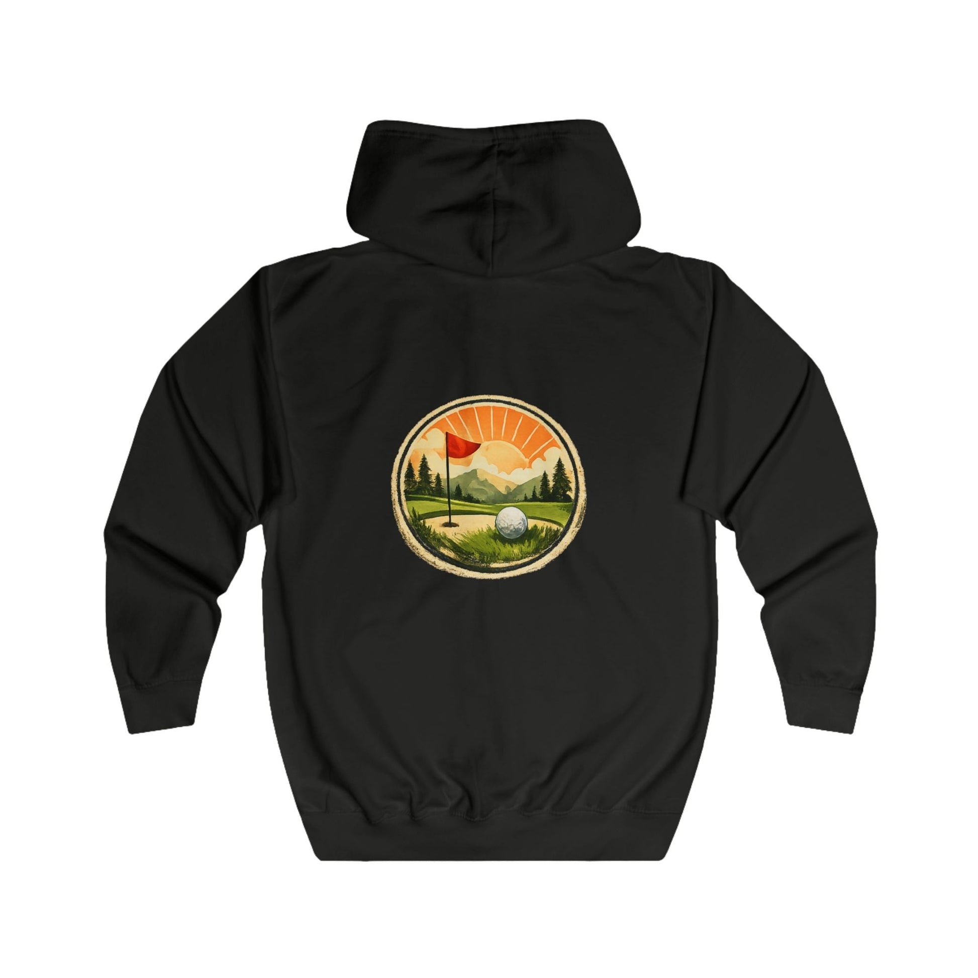 Golf Sunrise Full Zip Hoodie Vintage Golf Course Graphic - SJM Print Store
