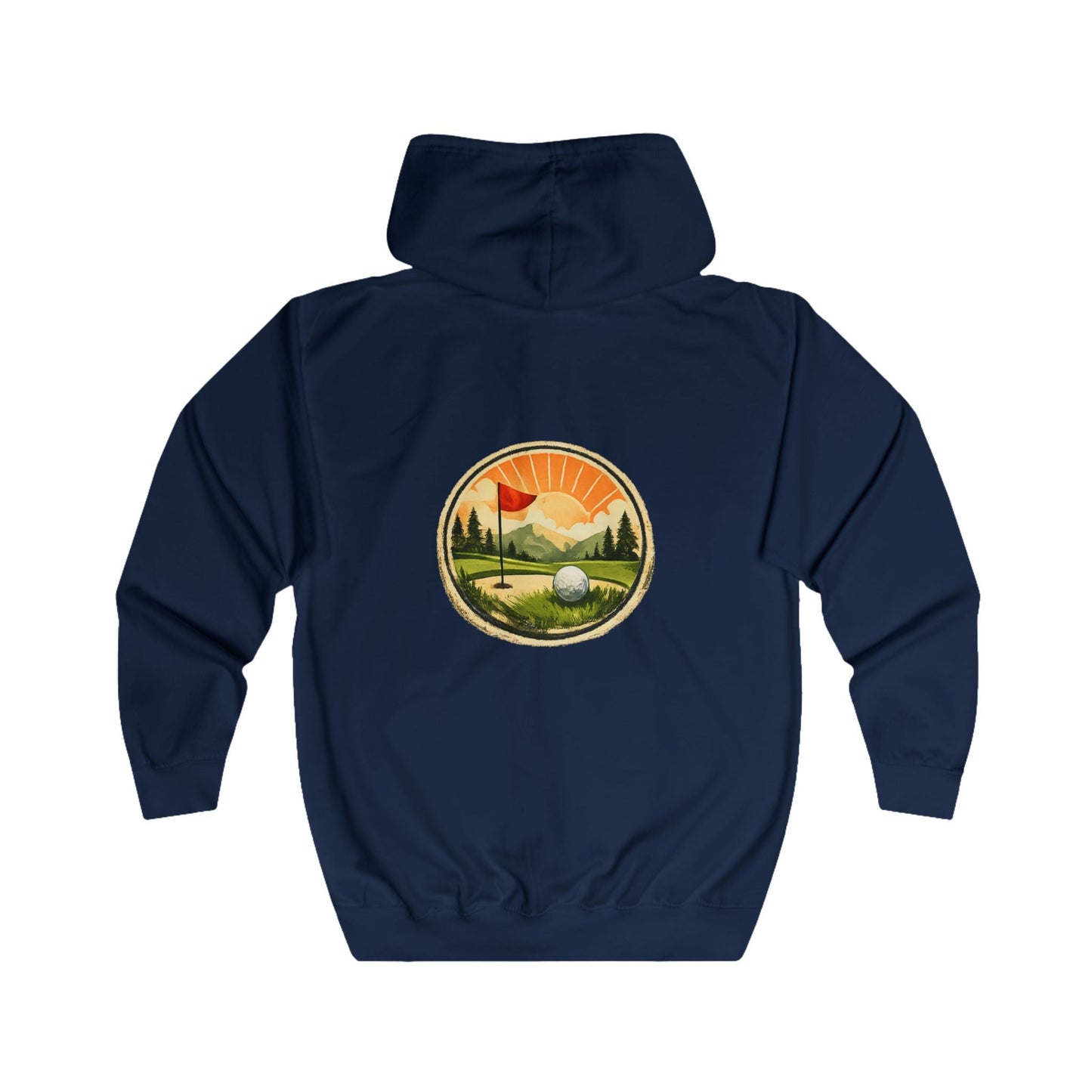 Golf Sunrise Full Zip Hoodie Vintage Golf Course Graphic - SJM Print Store