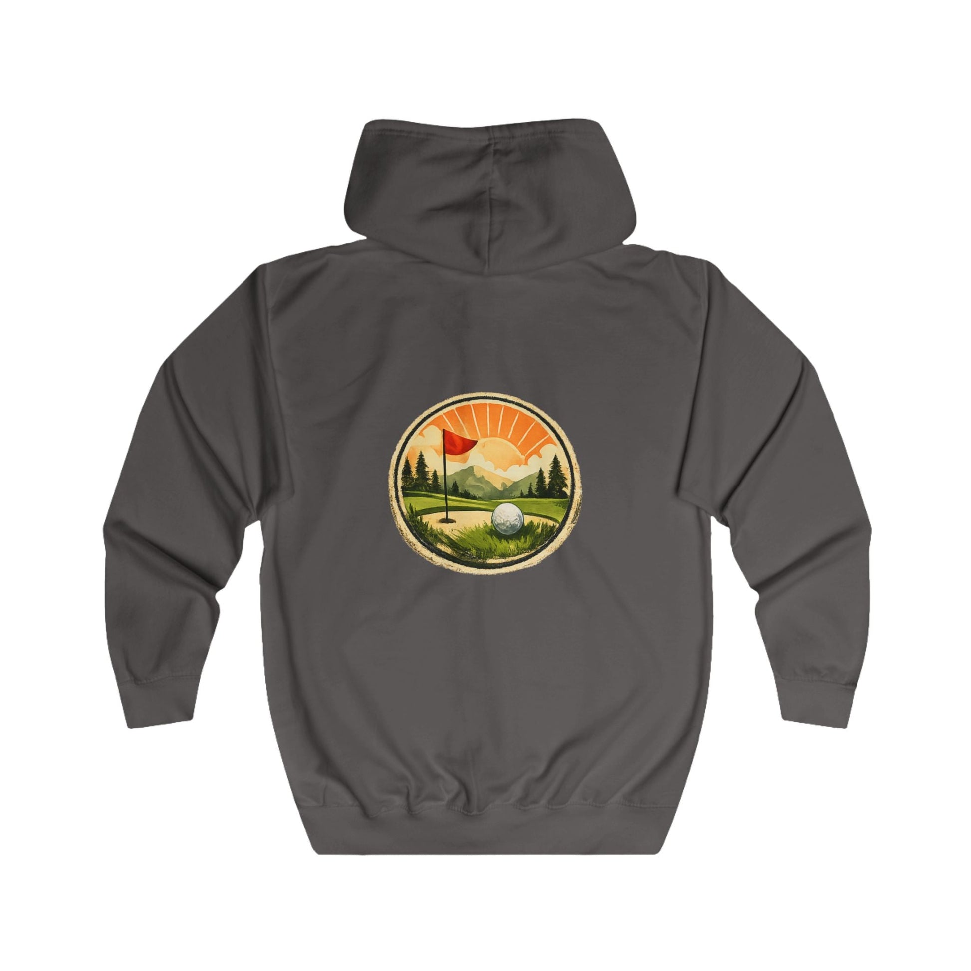 Golf Sunrise Full Zip Hoodie Vintage Golf Course Graphic - SJM Print Store