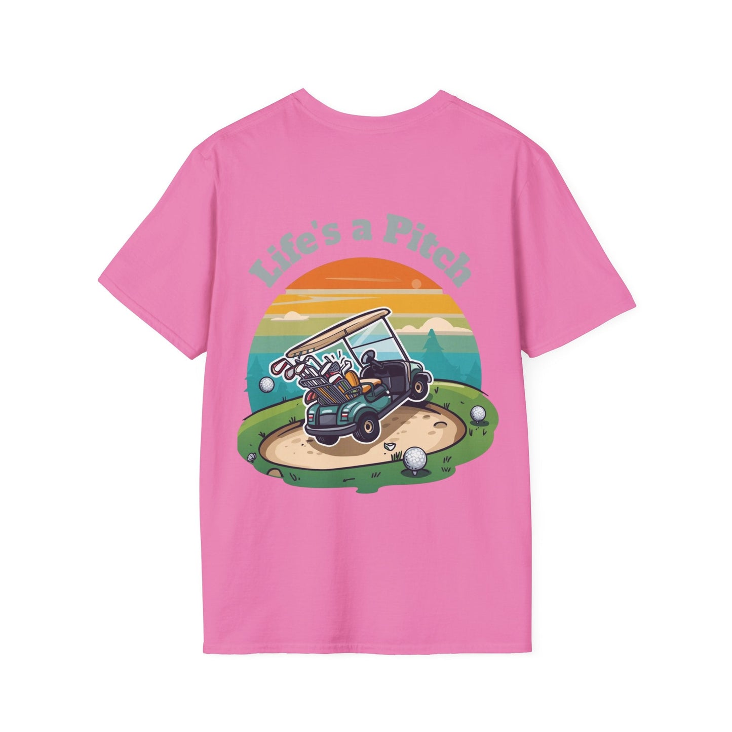 Golf T-Shirt â€” "Life's a Pitch" Cartoon Golf Cart Design - SJM Print Store