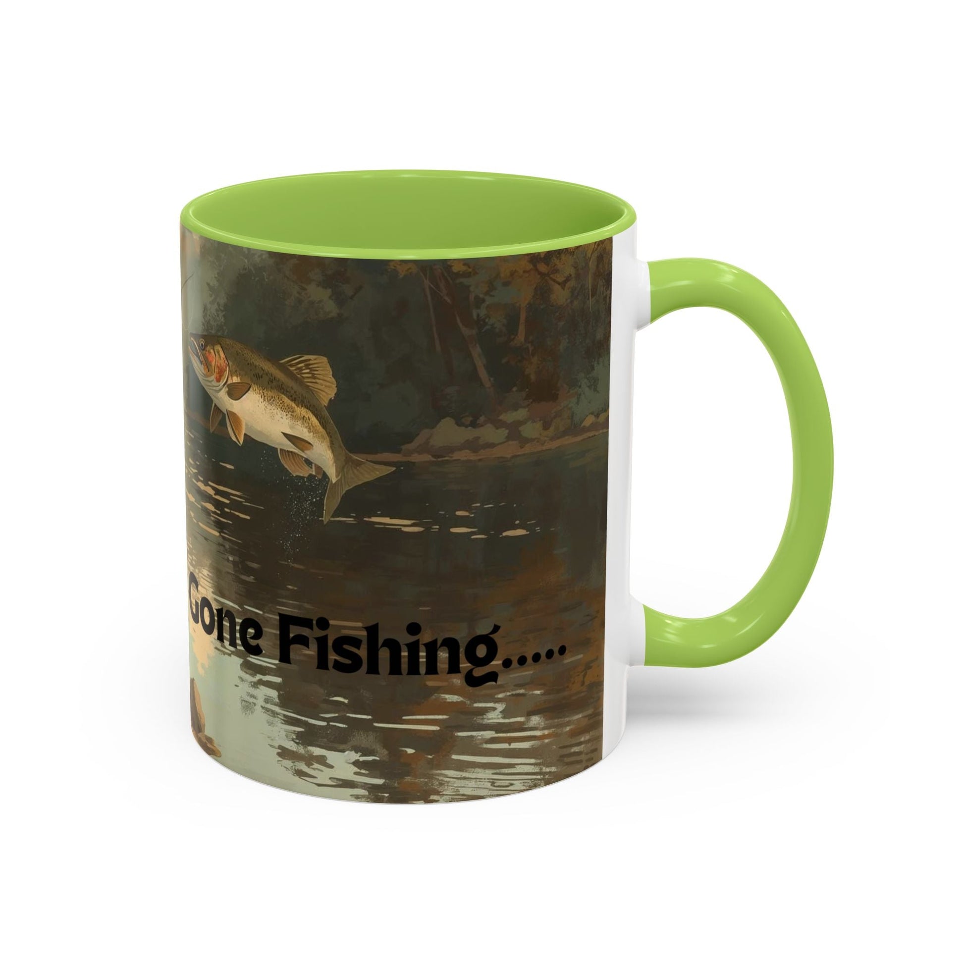 Gone Fishing Accent Mug - Perfect for Fishing Lovers, Outdoor Enthusiasts, Perfect Gift - SJM Print Store