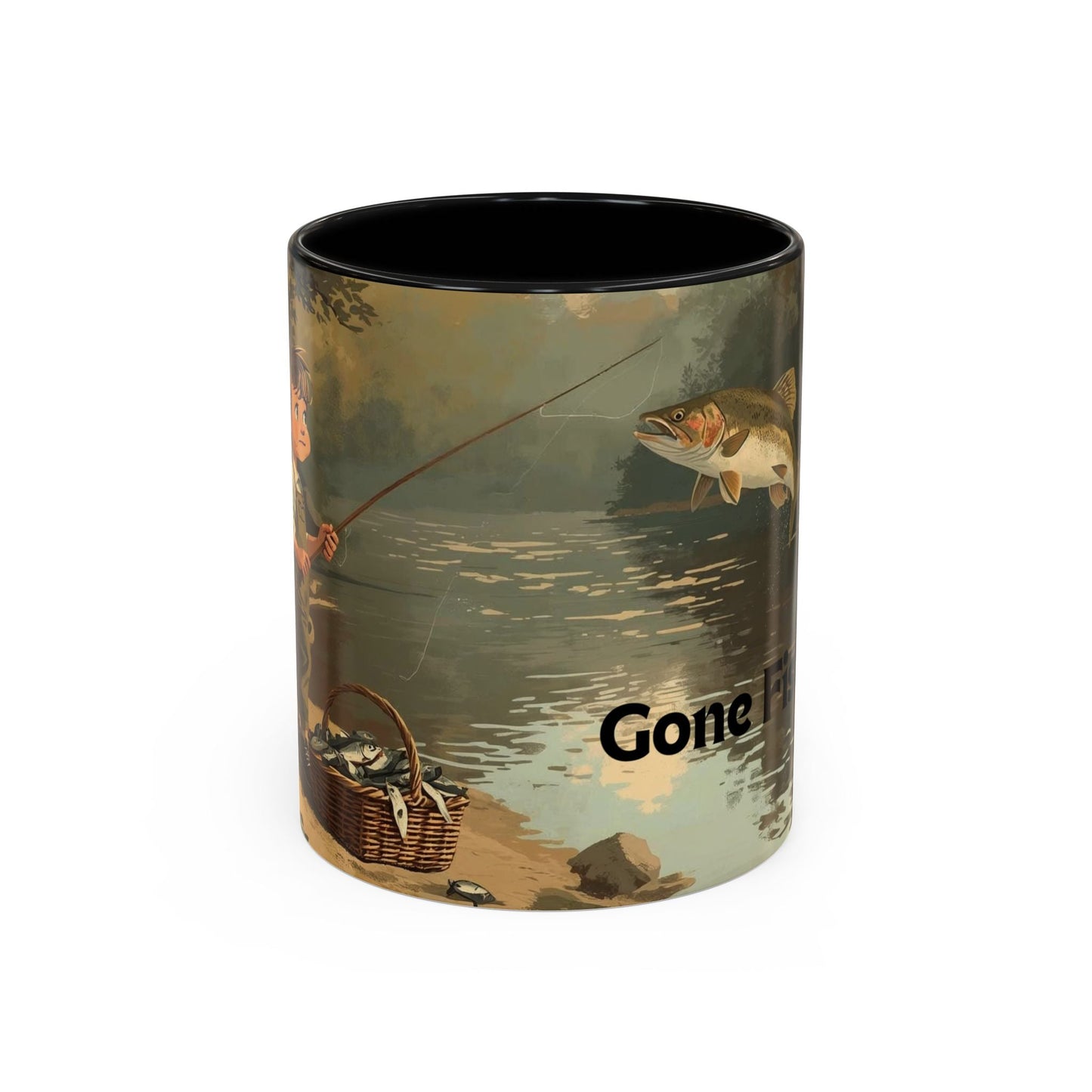 Gone Fishing Accent Mug - Perfect for Fishing Lovers, Outdoor Enthusiasts, Perfect Gift - SJM Print Store