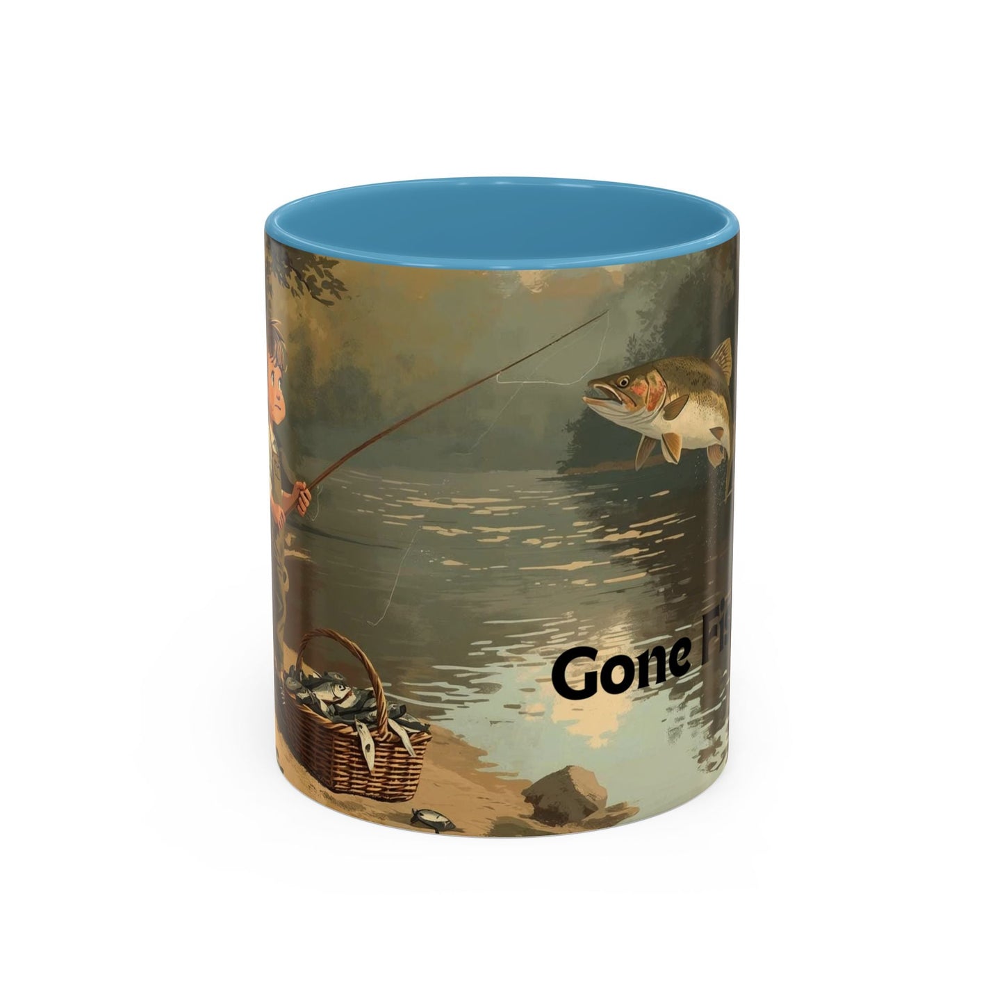 Gone Fishing Accent Mug - Perfect for Fishing Lovers, Outdoor Enthusiasts, Perfect Gift - SJM Print Store