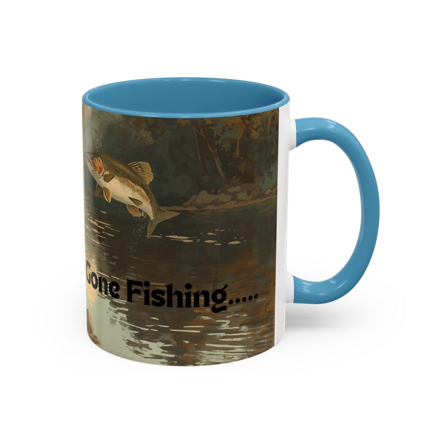 Gone Fishing Accent Mug - Perfect for Fishing Lovers, Outdoor Enthusiasts, Perfect Gift - SJM Print Store