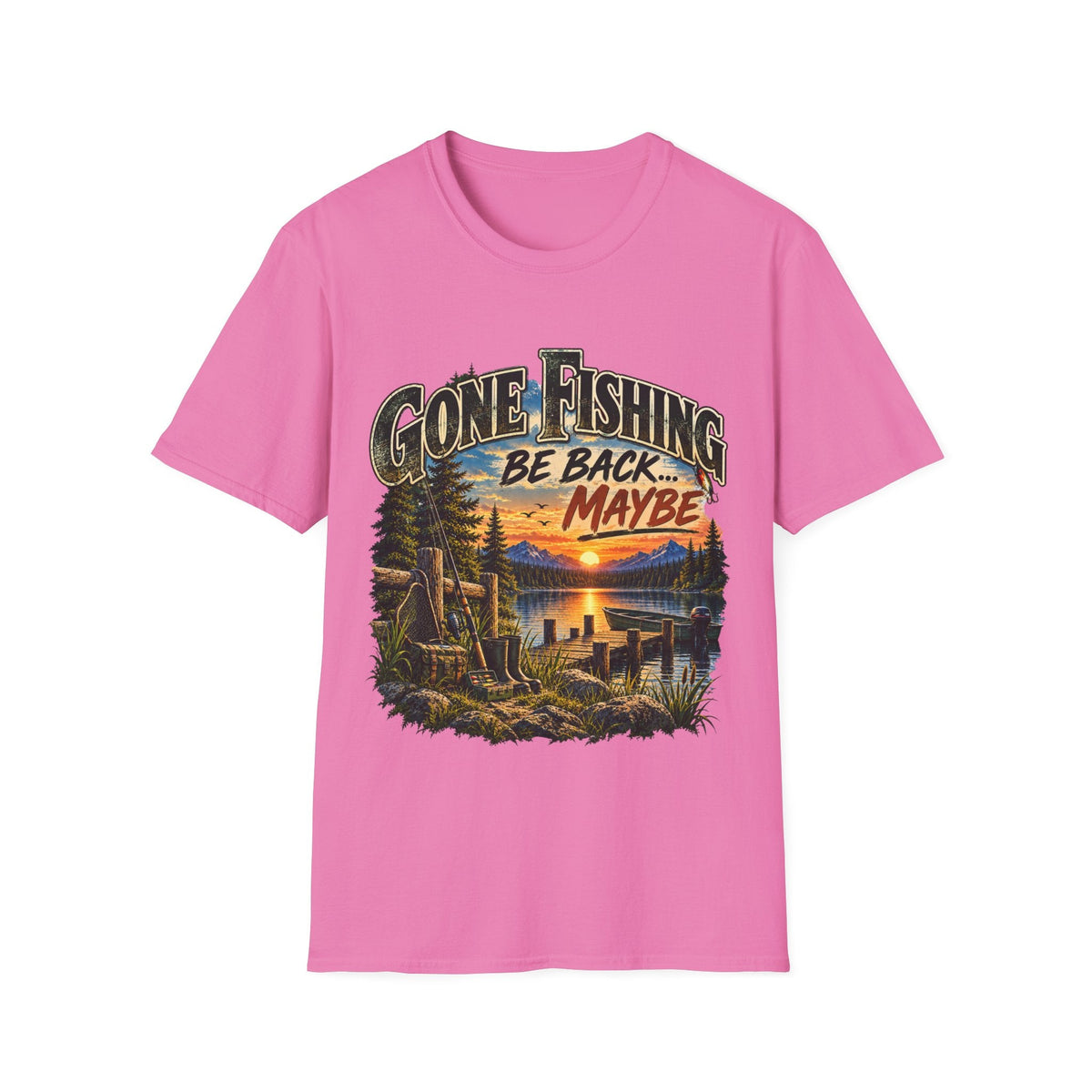 Gone Fishing, Be Back… Maybe T-Shirt – Vintage Fishing Tee - SJM Print Store