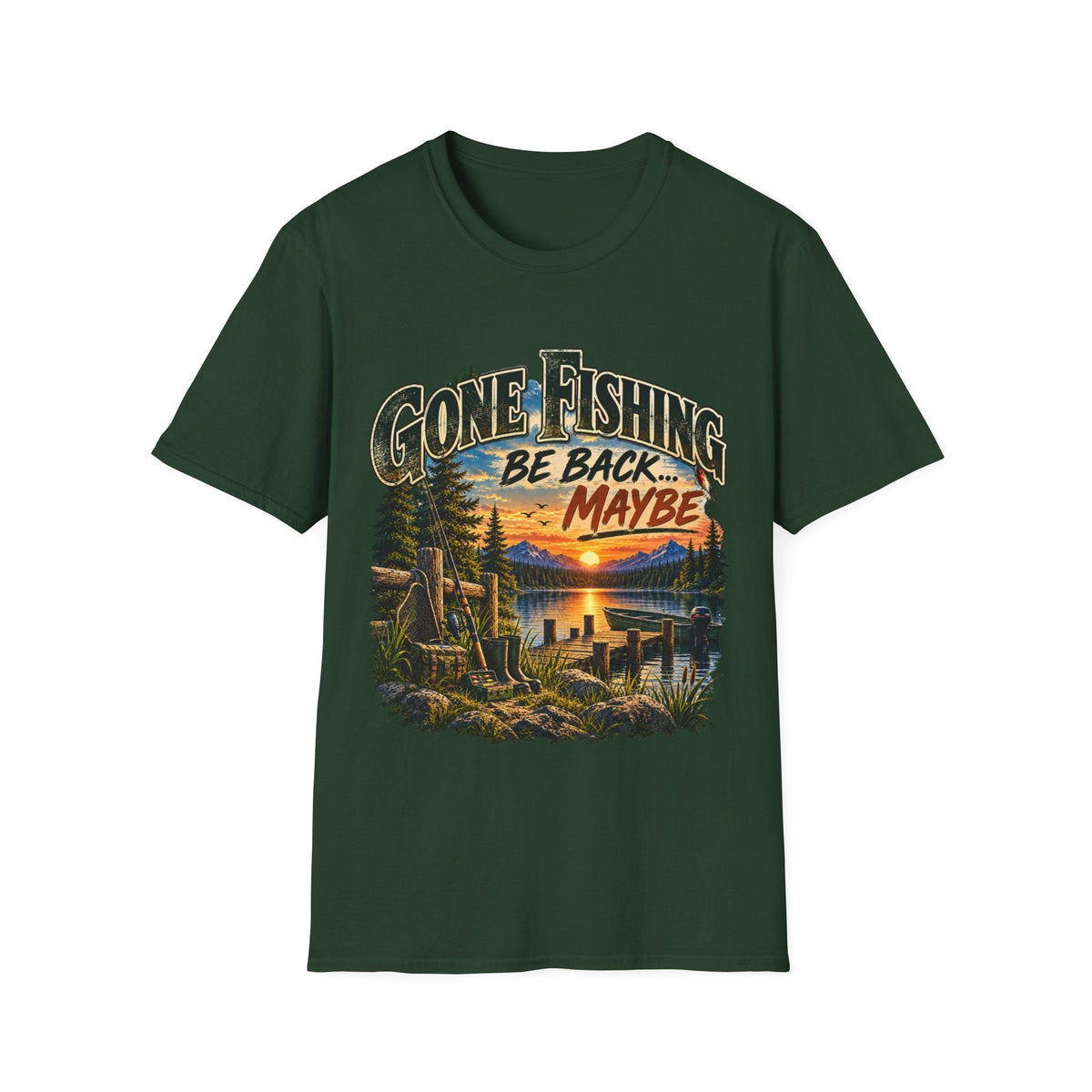 Gone Fishing, Be Back… Maybe T-Shirt – Vintage Fishing Tee - SJM Print Store